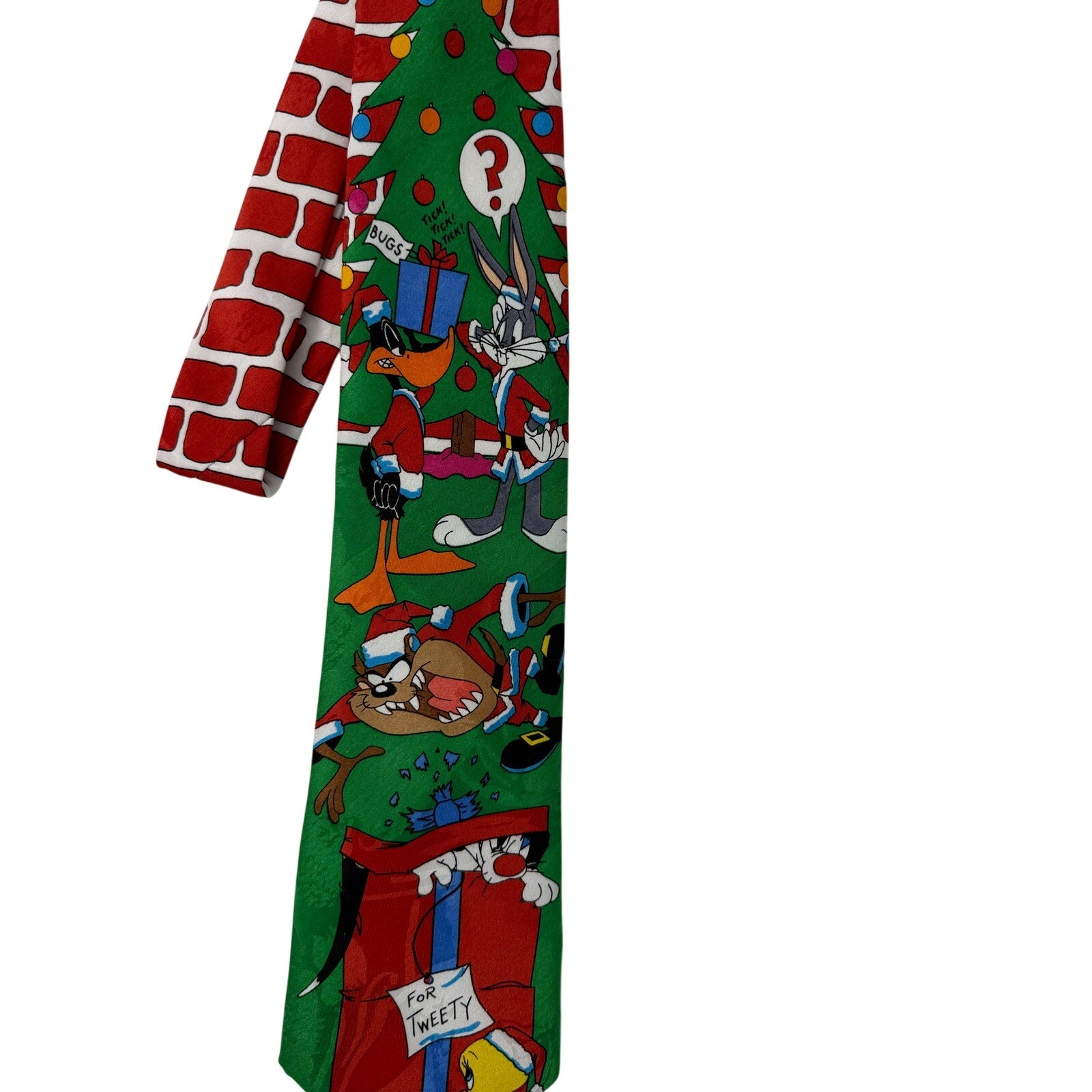Vintage 90s Looney Tunes Christmas Tie Tweety Tasmanian Devil Holiday