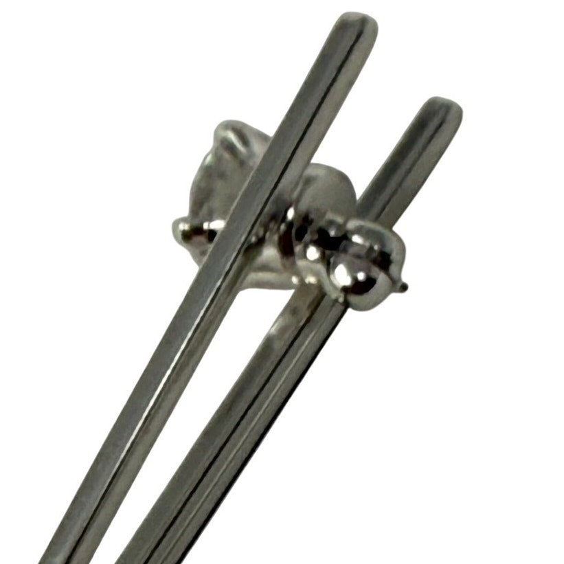 Vintage 80s Silver Tone CZ Brooch V Shape Convertible Pin