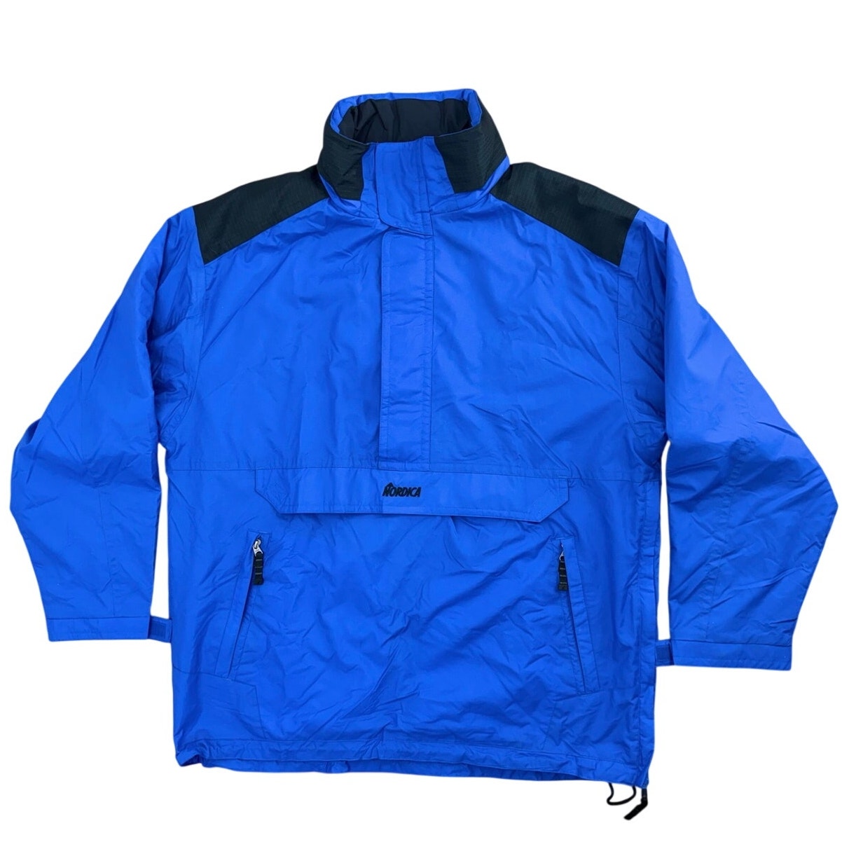 Vintage 90s Nordica Classics Blue Pullover Windbreaker Jacket Hooded Men's XL