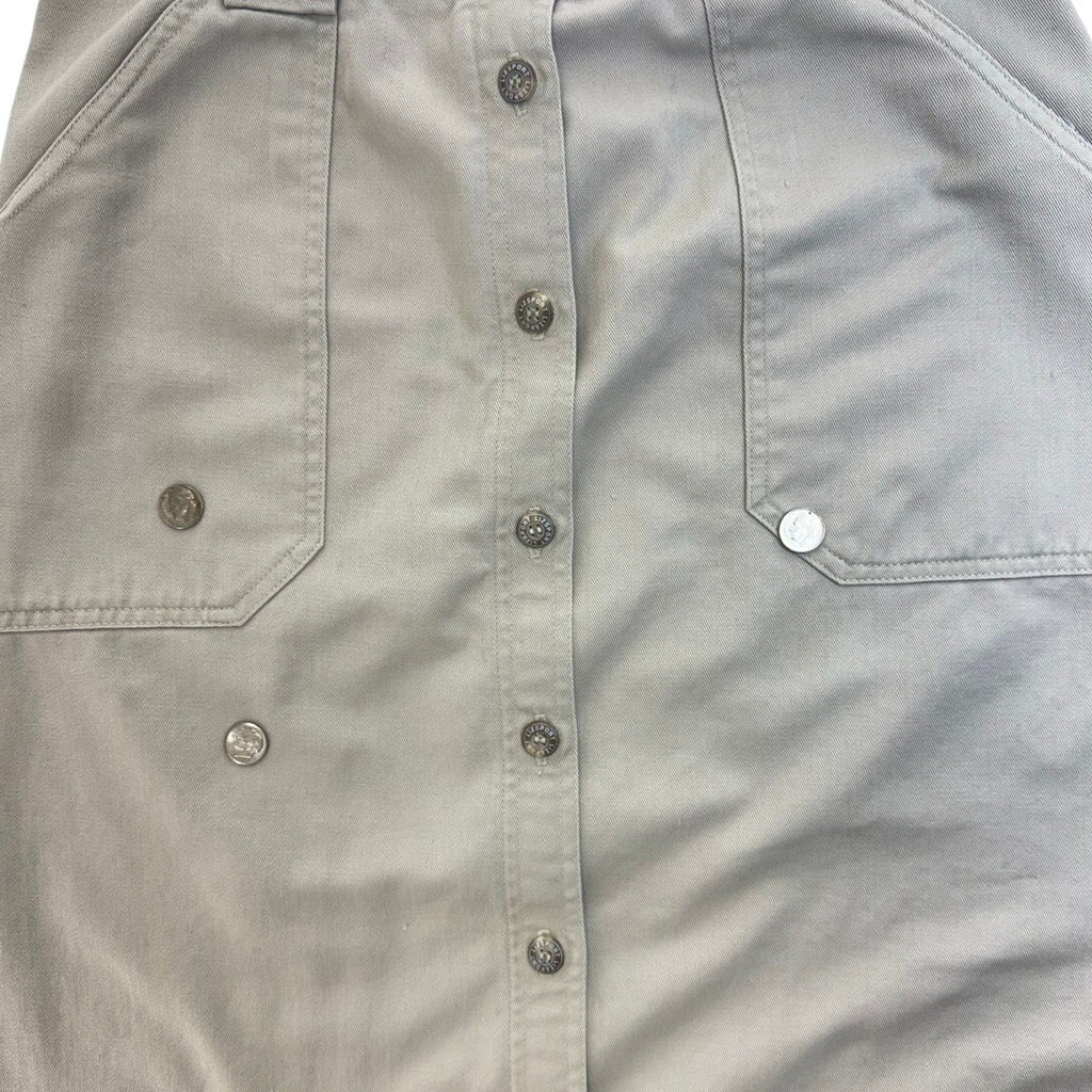 Liz Sport Khaki Button Front Midi Skirt Women's Size 10 100% Cotton