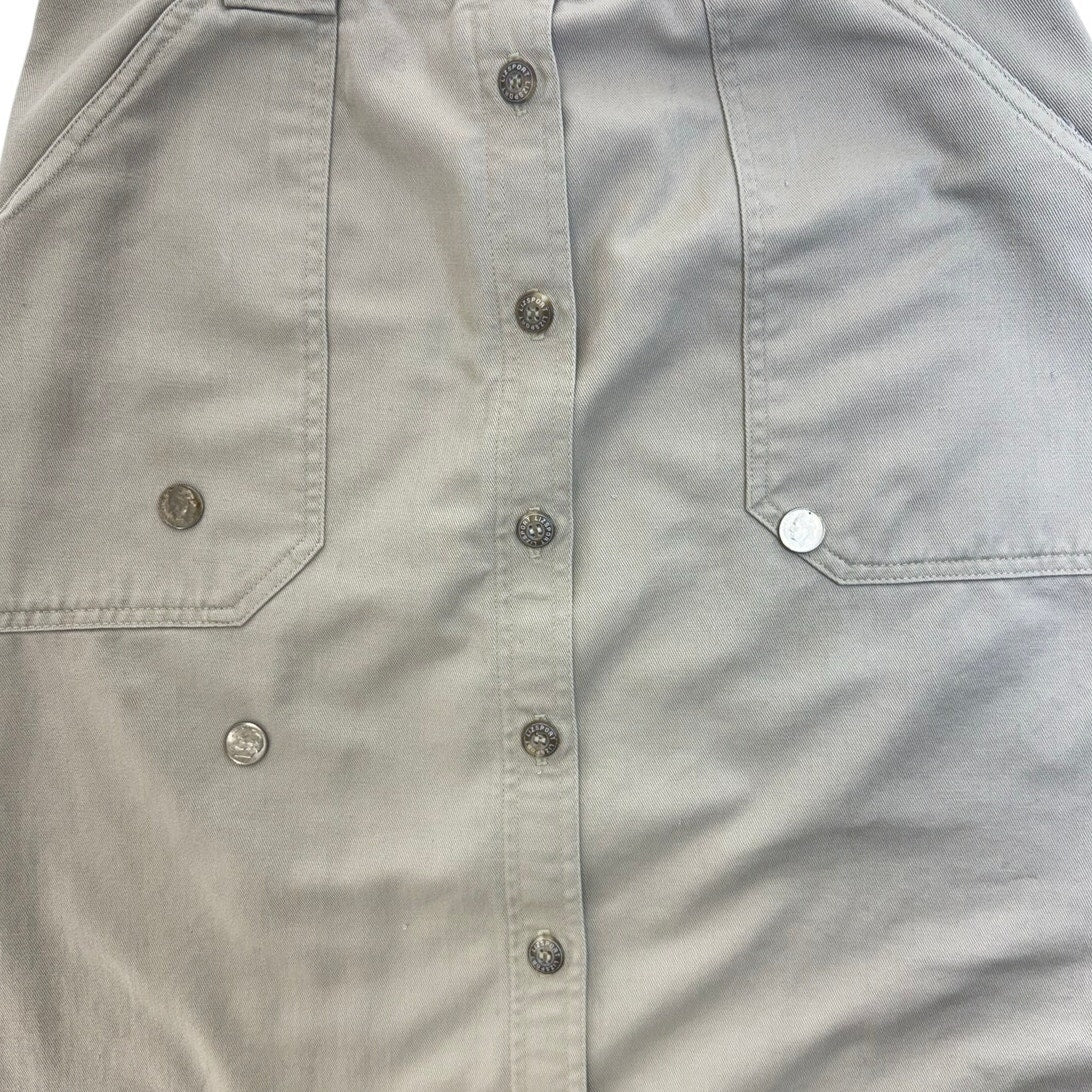 Liz Sport Khaki Button Front Midi Skirt Women's Size 10 100% Cotton