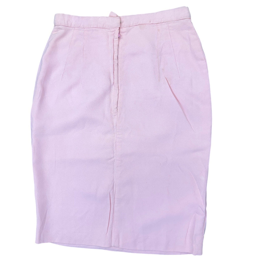 Vintage 70s Women's XS Baby Pink Polyester Crepe Pencil Skirt Union Label
