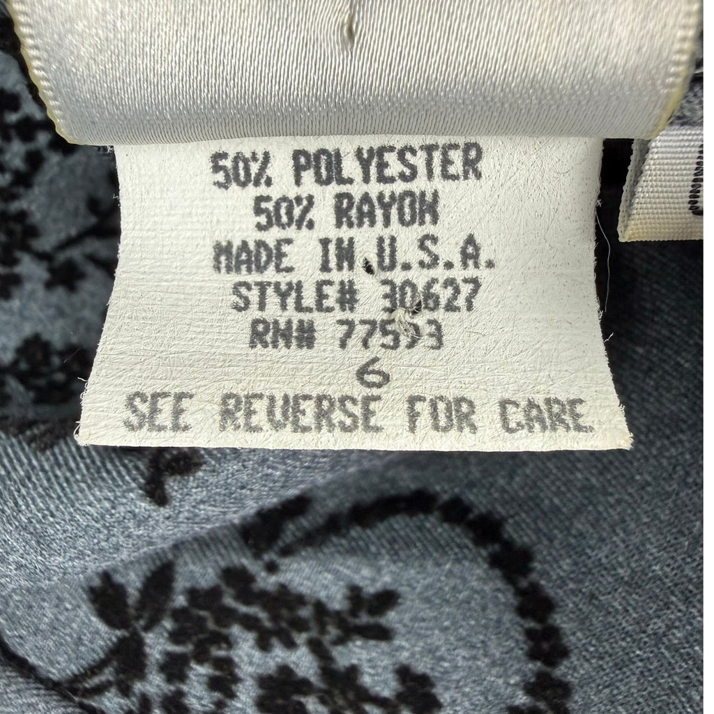1970s Gray Max Dress with Velvet Black Women's 6 Match Made in USA