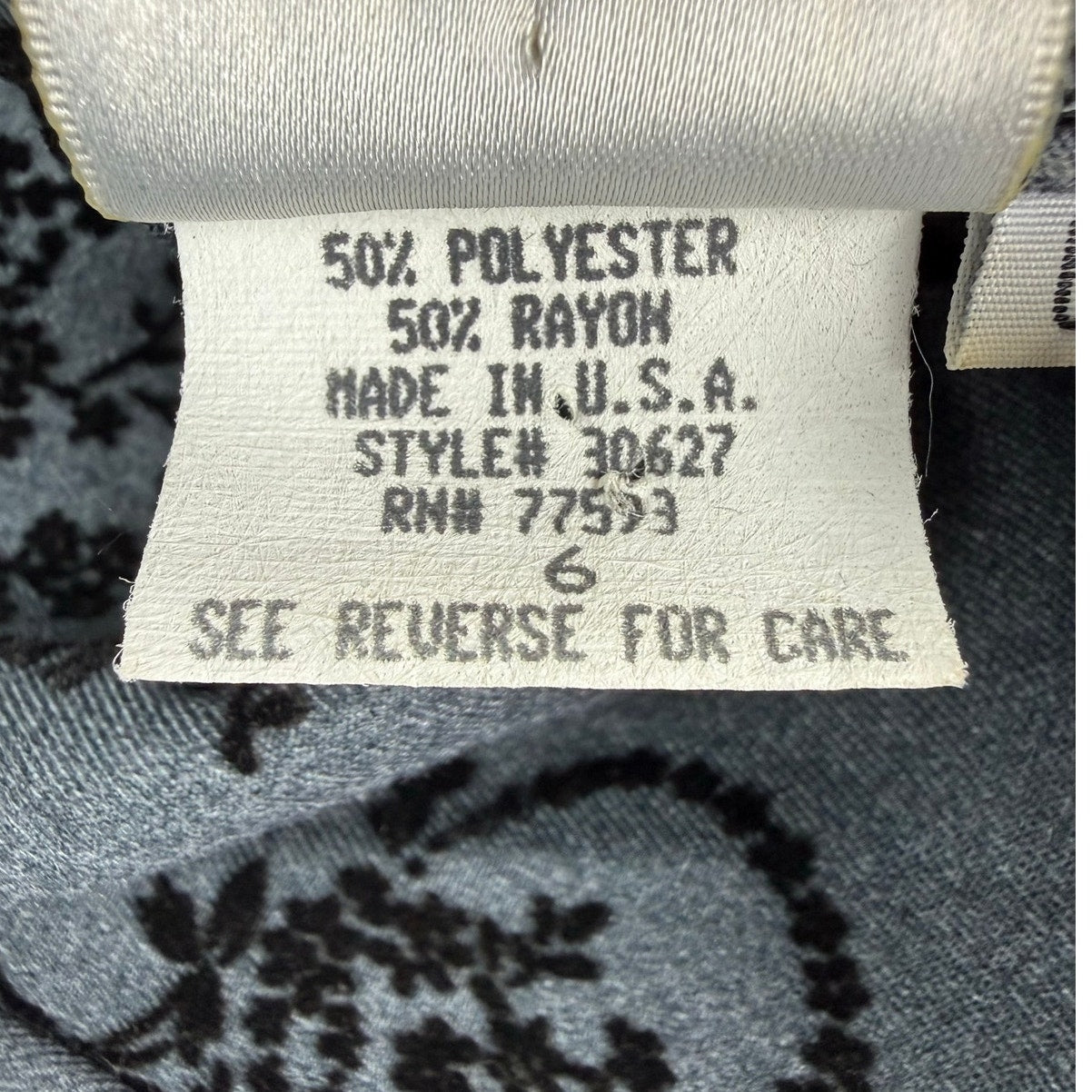 1970s Gray Max Dress with Velvet Black Women's 6 Match Made in USA