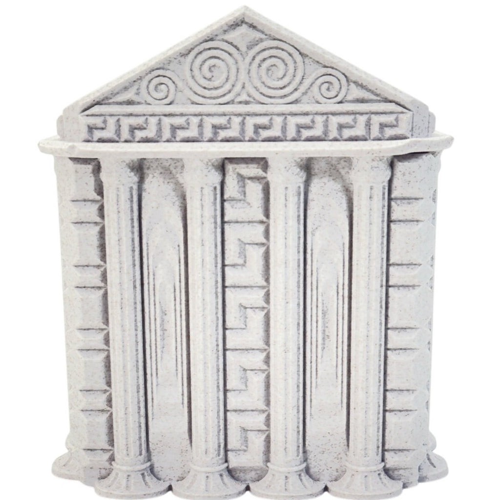 Greek Temple Tissue Box Cover Holder Resin Decorative Square Gray Removable Lid