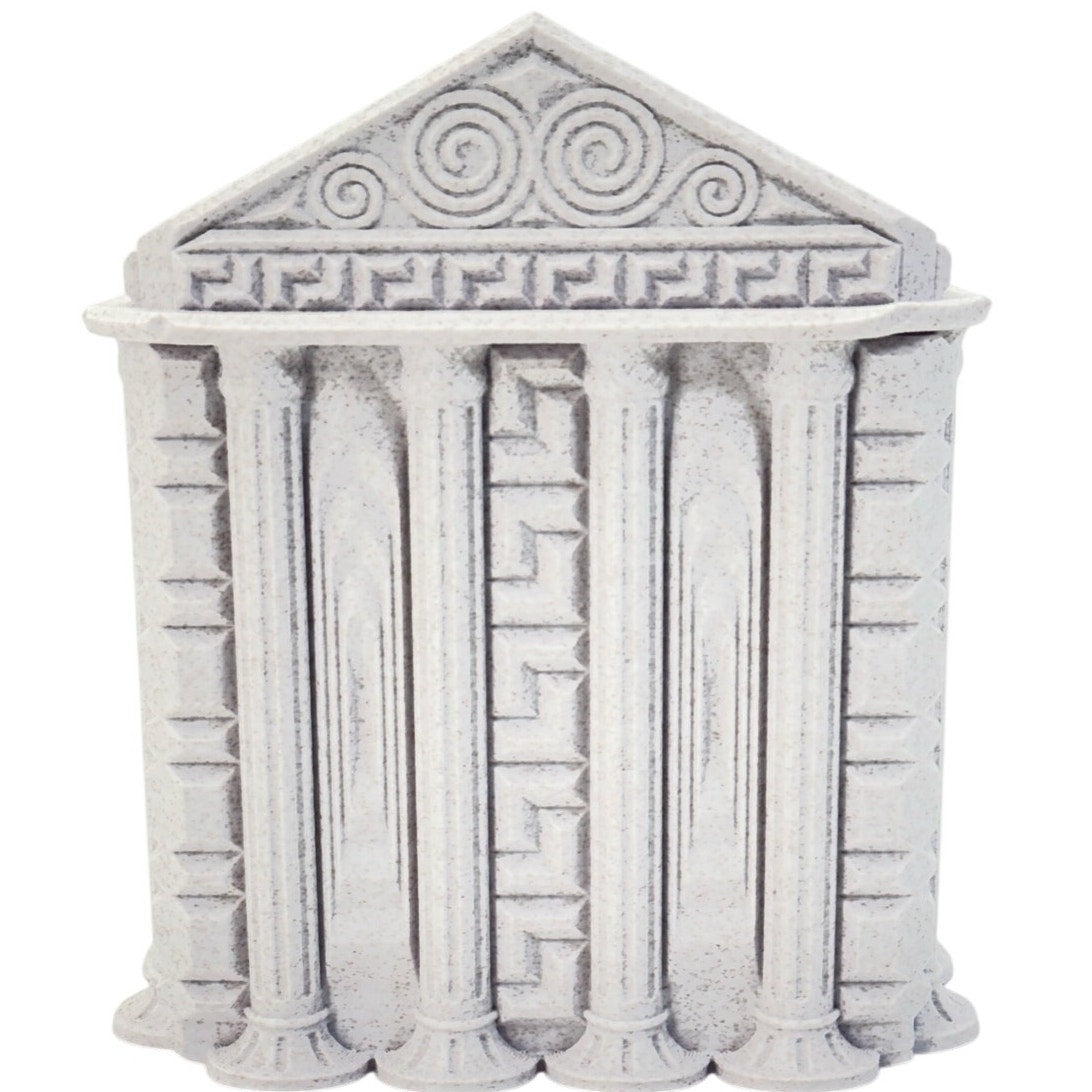 Greek Temple Tissue Box Cover Holder Resin Decorative Square Gray Removable Lid