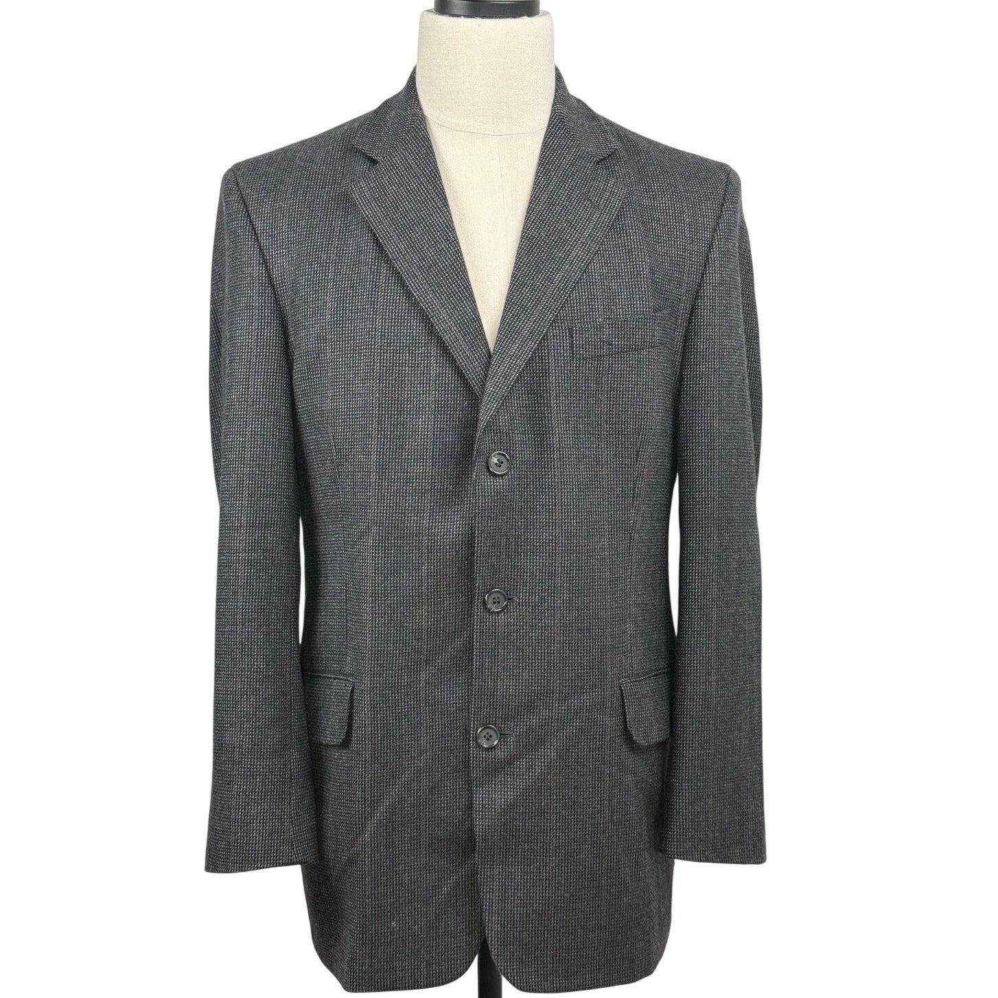 Vintage 90s Stafford Men's Gray Wool 3 Button Blazer Sport Coat 38R
