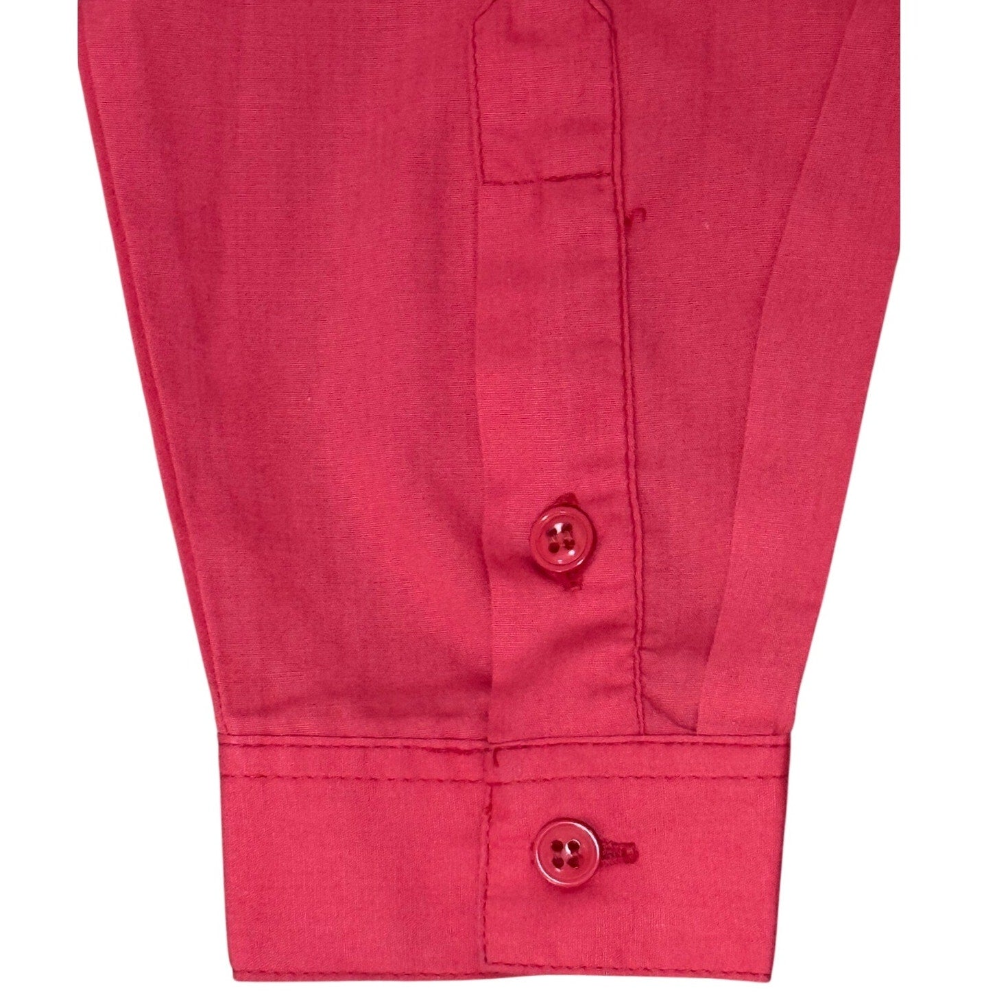 Vintage 60s Panher Women's Medium Pink Red Blouse Patch Pocket Button Shirt