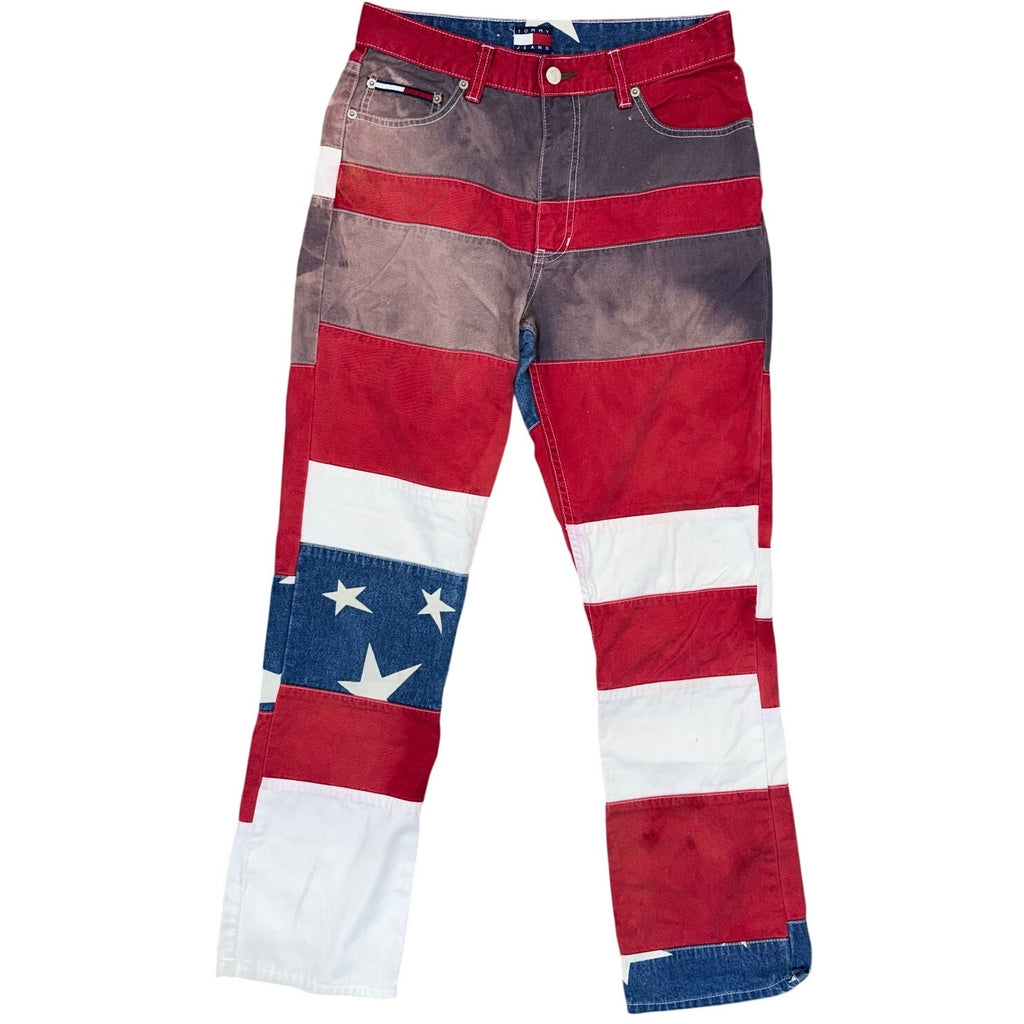 Vintage 90s Tommy Hilfiger Women’s 9 Jeans USA Flag Patchwork