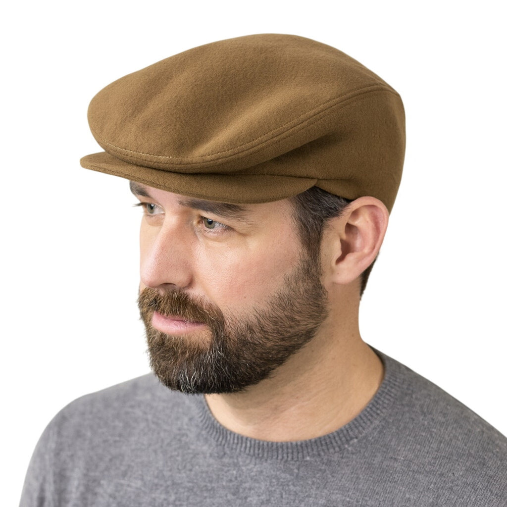 Vintage 60s Brown Tan Wool Newsboy Hat Men’s Medium Snap Bill Stetson