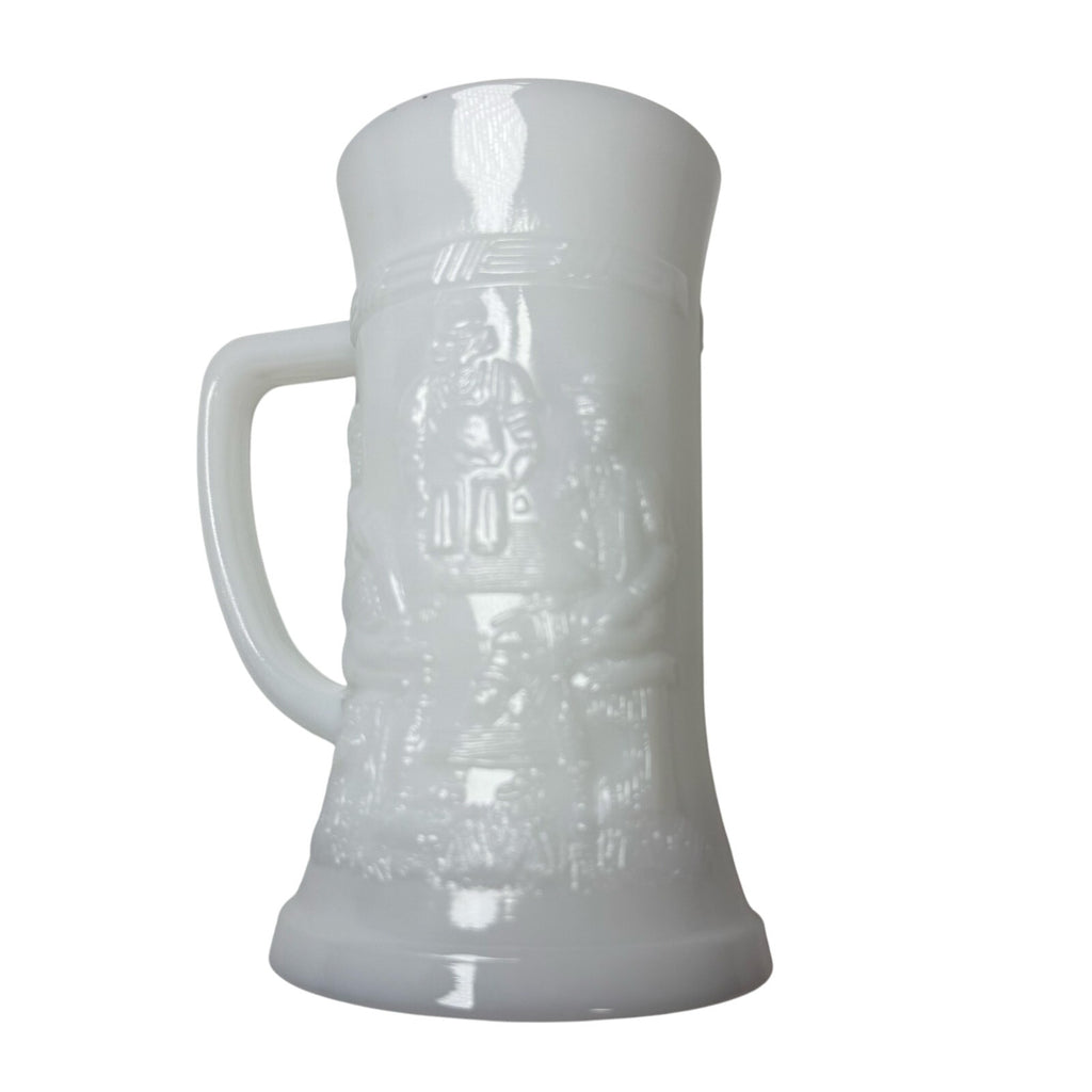 Vintage 60s Federal Glass Milk Glass Mug Beer Steins Colonial Tavern Scene (3)