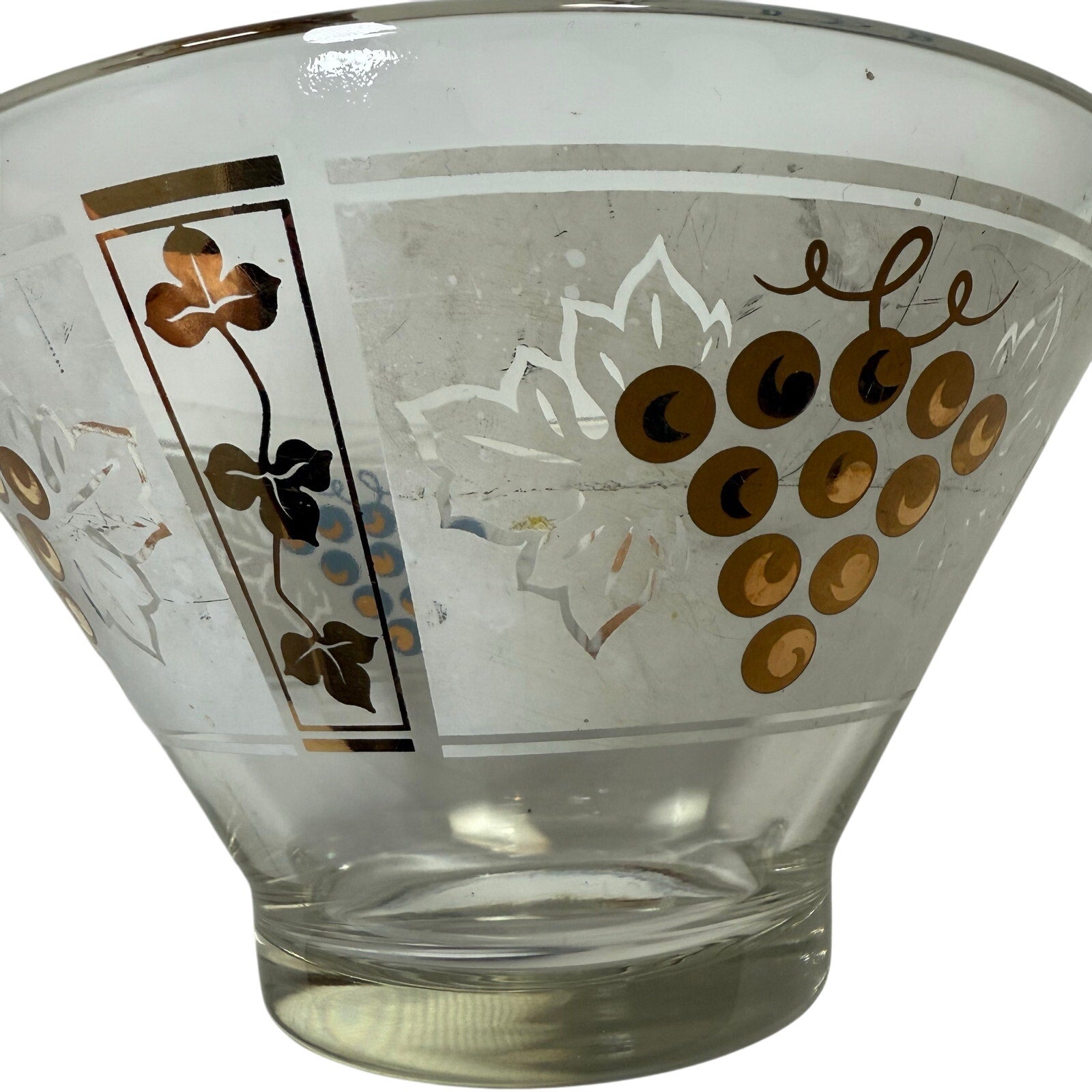 Vintage 90s Barware Bowl 11" Anchor Hocking Golden Grapes Chip and Dip