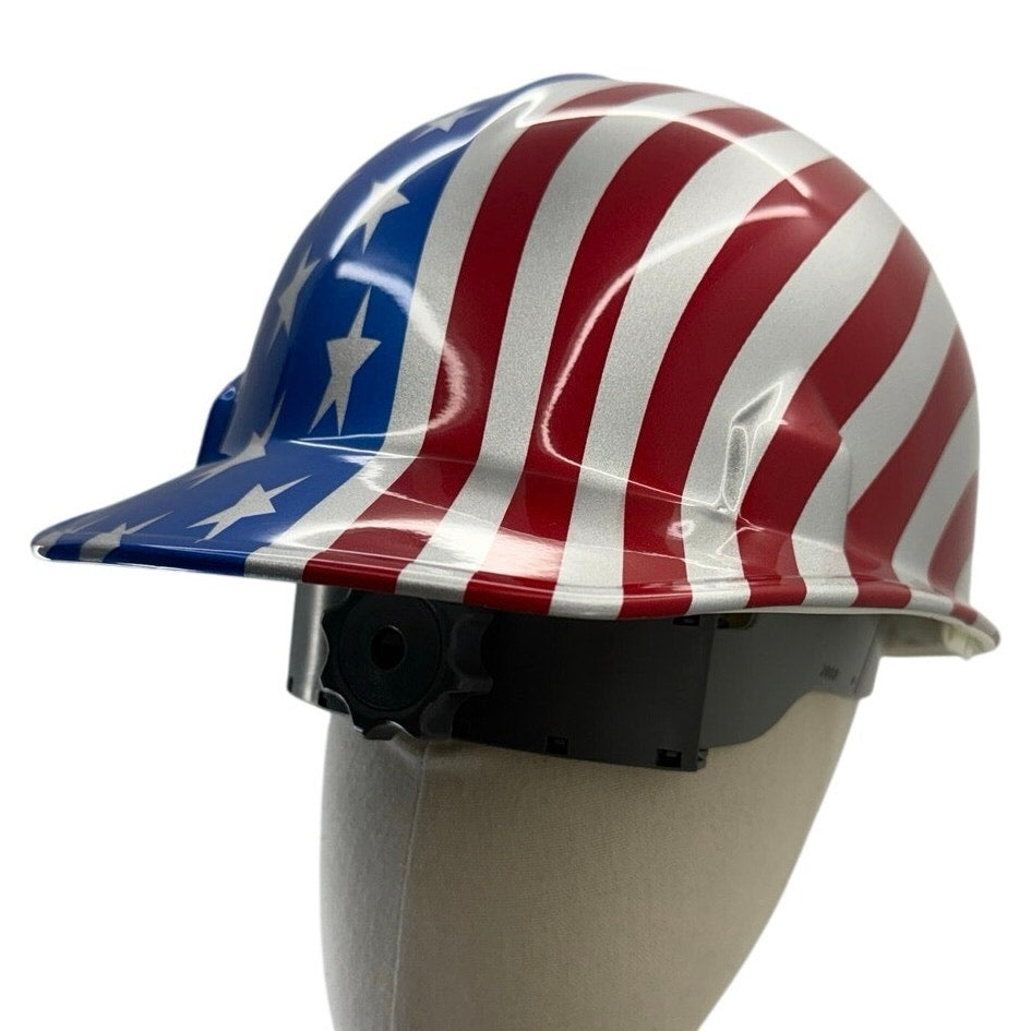 Vintage Jackson USA Flag Hard Hat Head-Hugger Adjustable Patriotic Safety Helmet