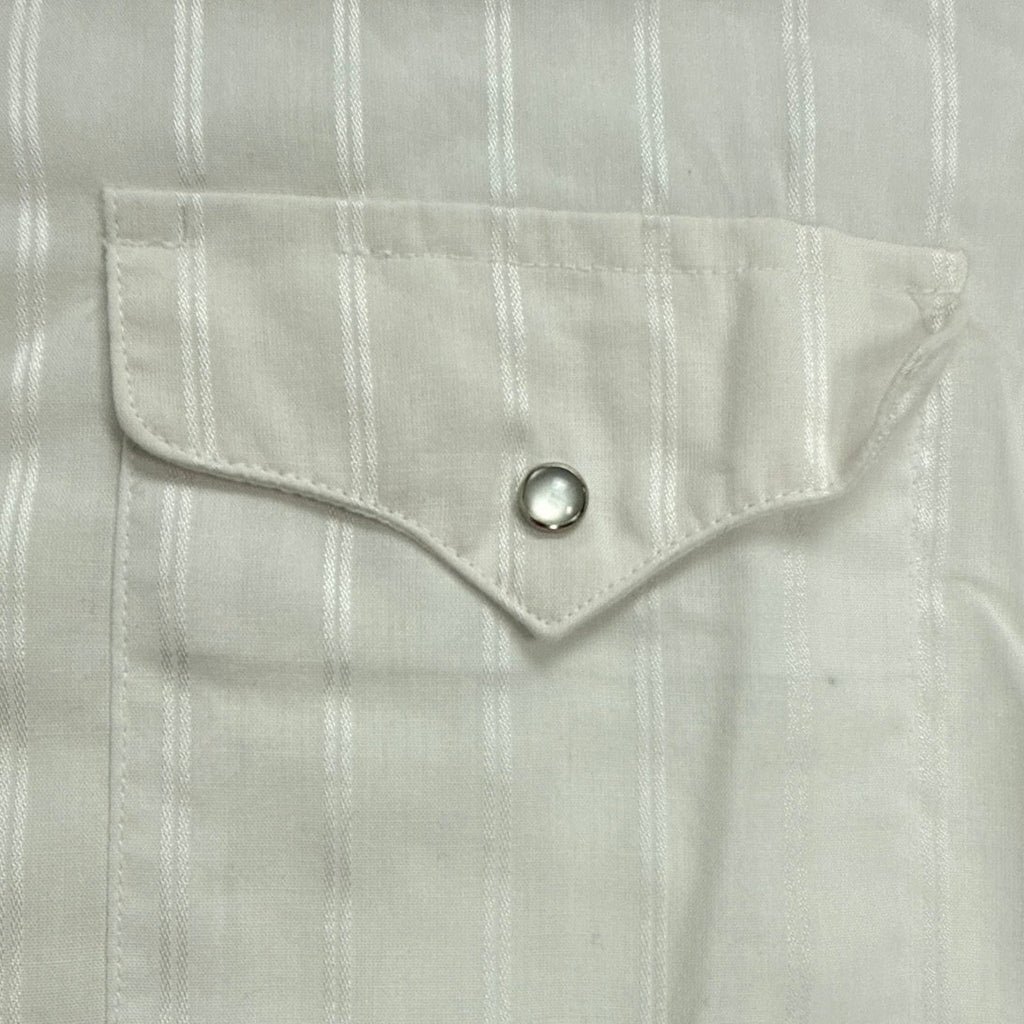 Vintage 80s Panhandle Slim White Pinstripe Pearl Snap Western Shirt Men's Small