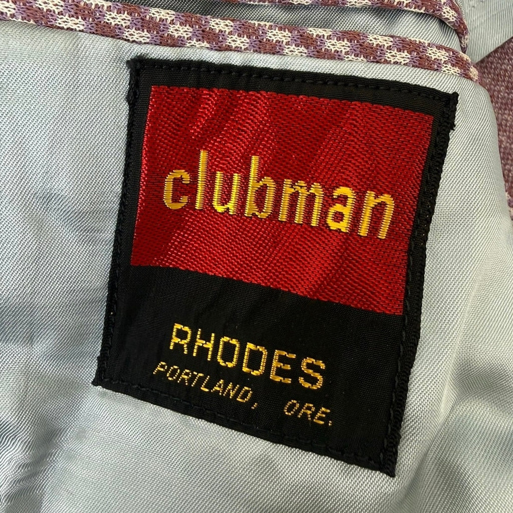 Vintage 70s Clubman Wine Geometric Stripe Polyester Sport Coat 40R