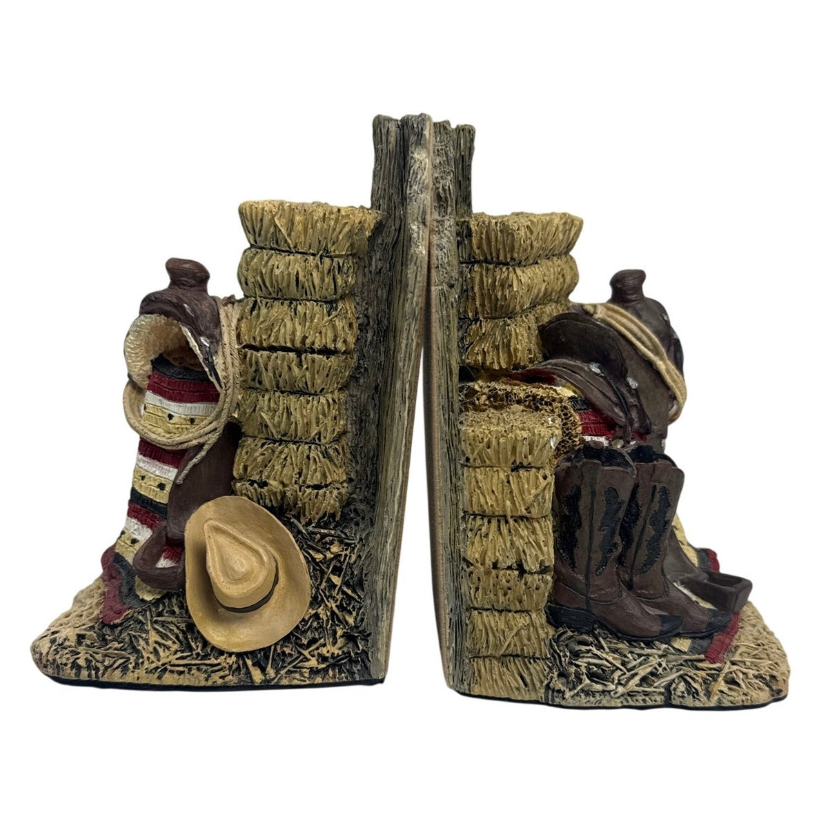 American Flag Cowboy Boot Saddle Bookends Pair Western Country Decor 6.25”