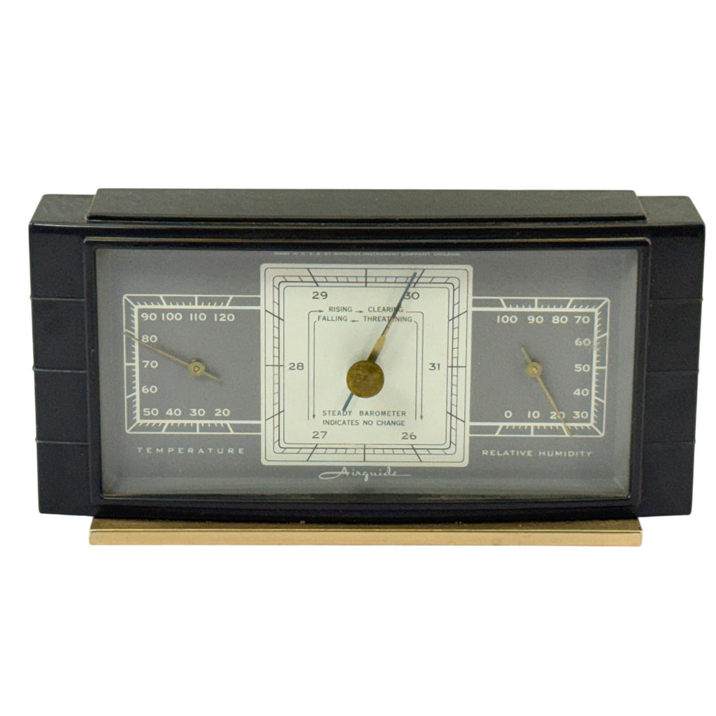 Vintage 60s Airguide Desk Clock Thermometer Hygrometer 3-in-1 Gauge