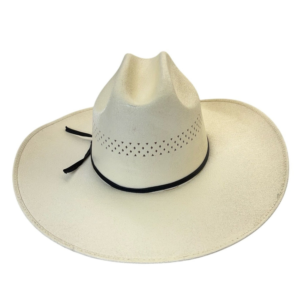 Vintage 90s Cowboy Canvas Western Cowboy Hat Cream White Vented Brim Adult Mens