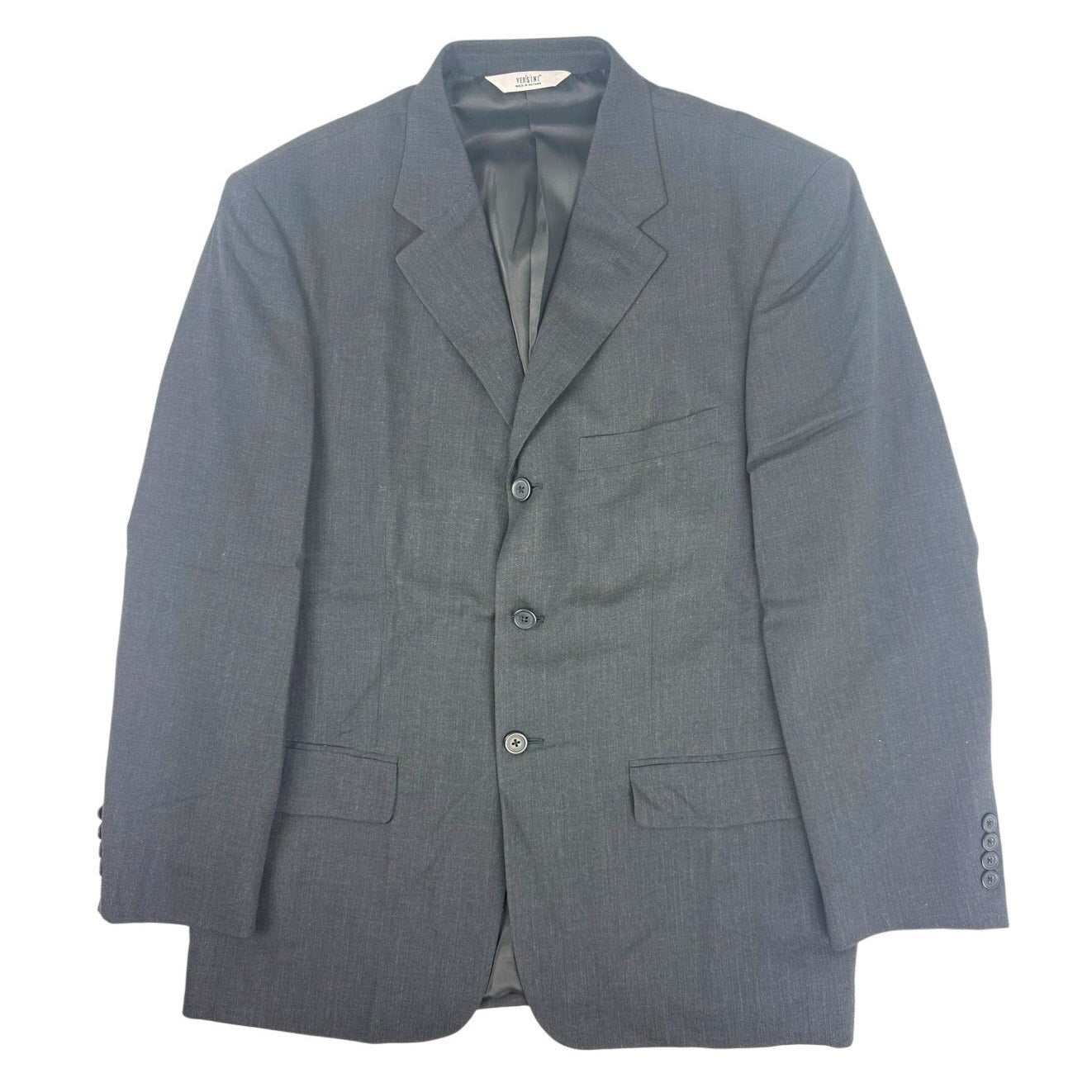 Versini Men's Charcoal Wool Blazer 42 Short 3 Button Suit Jacket