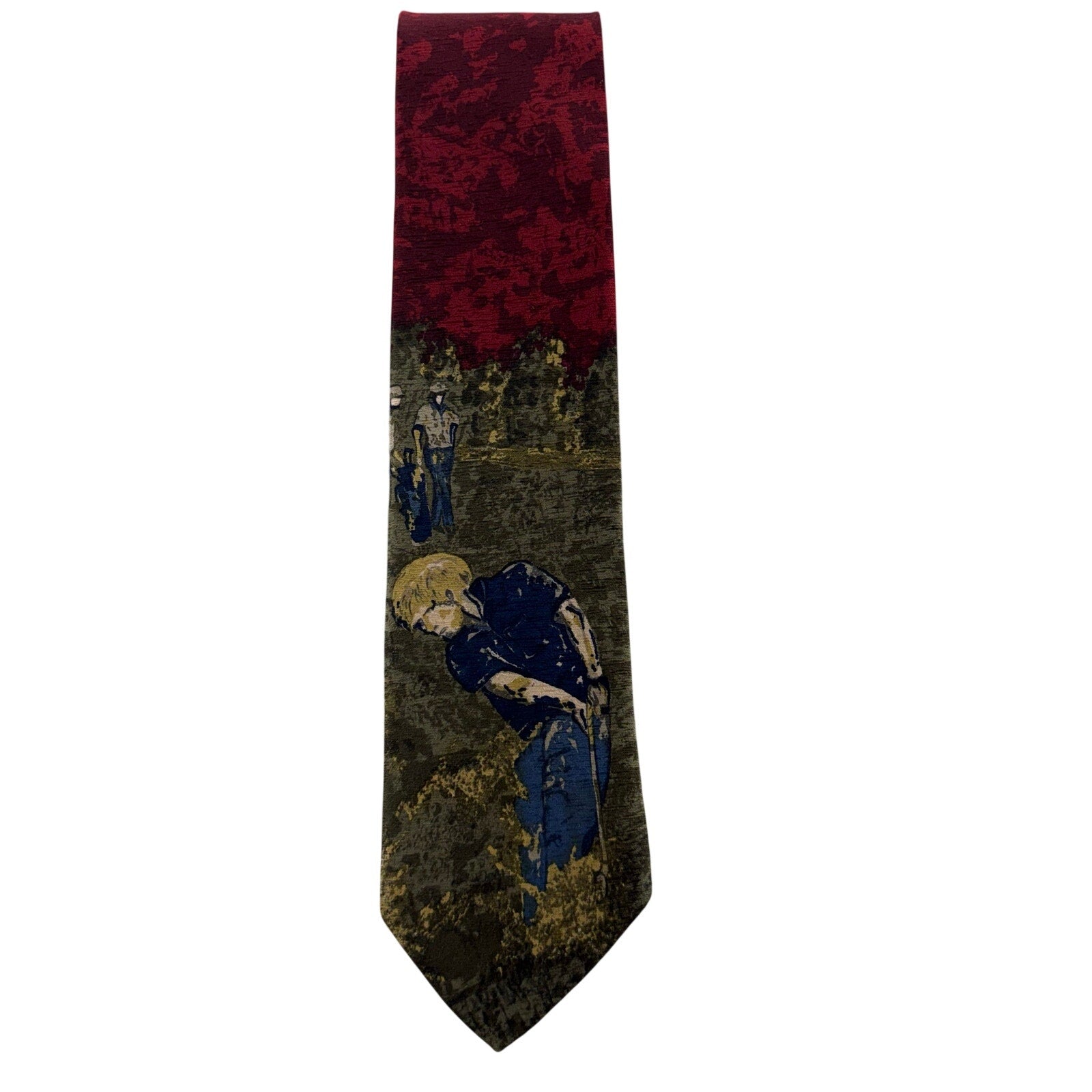 Jack Nicklaus Golf Tie Red Green Gold Made in USA 57.5” x 4”