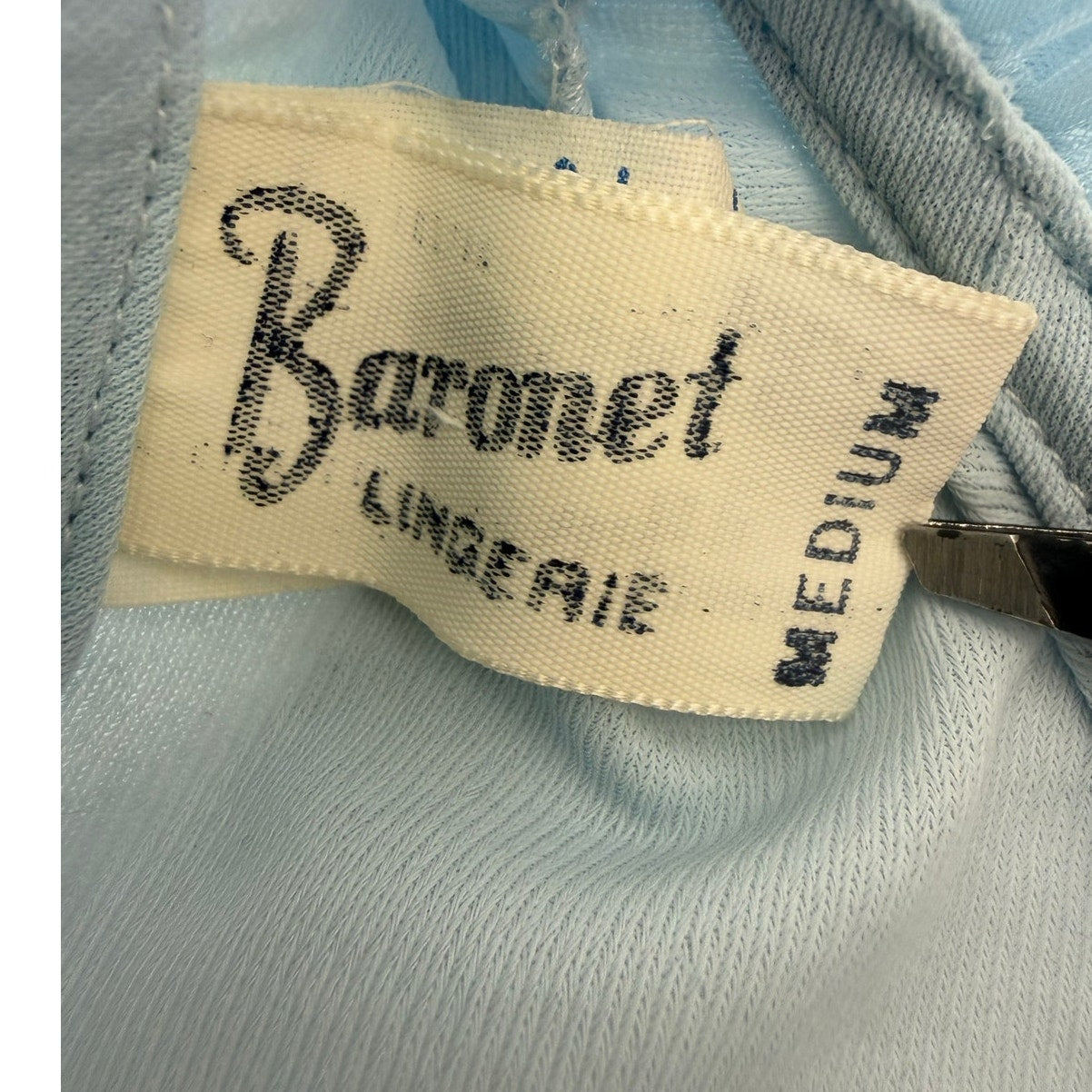 Vintage 70s Baronet Baby Blue Pleated Trim Long Sleeve Bodysuit Women Medium