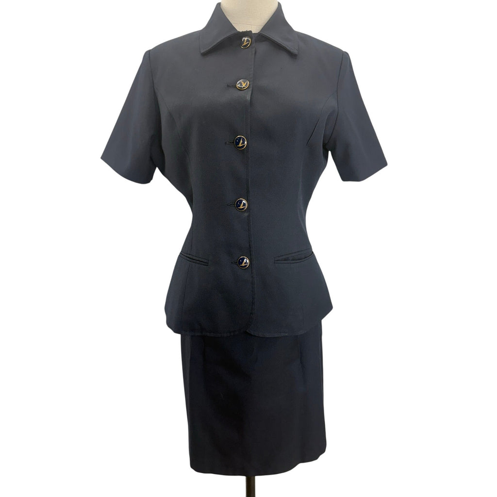 Vintage 80s Murphy and Hartelius Navy Skirt Suit Set 6R 8A Career Office USA