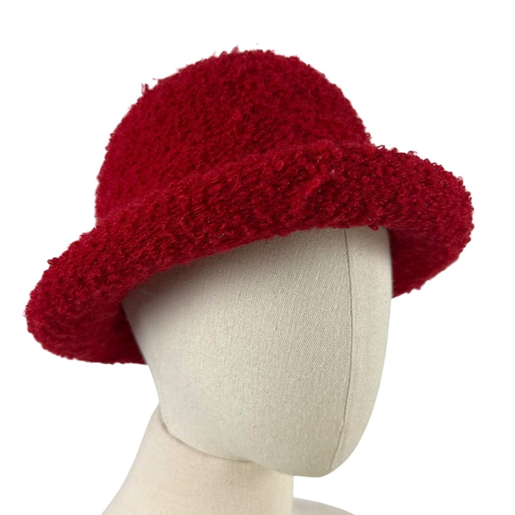Vintage 90s Liz Claiborne Red Rolled Brim Cloche Hat