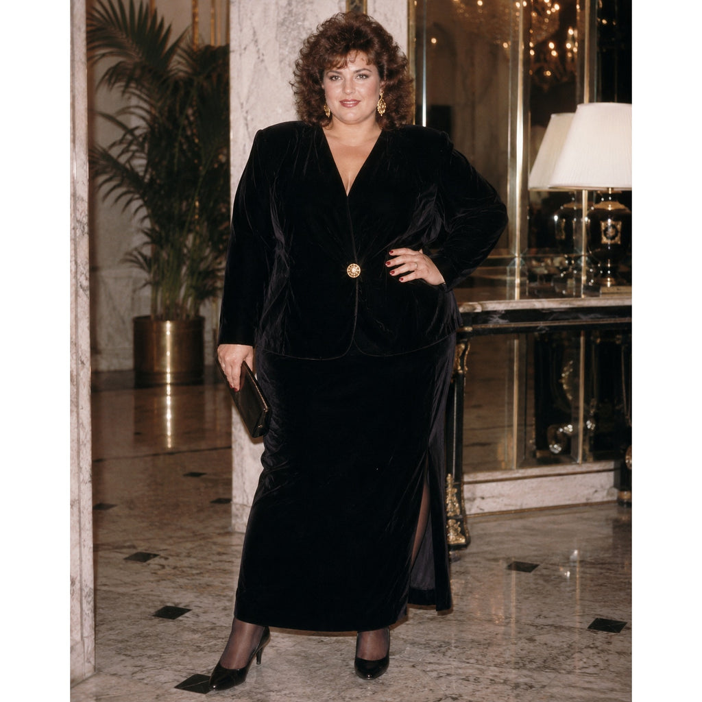 Vintage 1980s Fitting Image Avenue Black Velvet Skirt Suit Plus Size 18