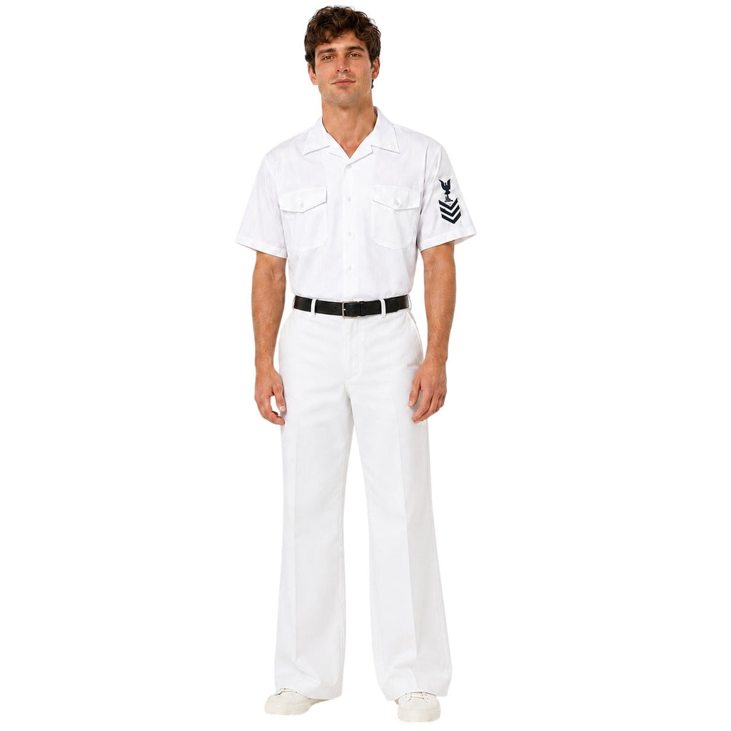 Vintage 80s US Navy White Dress Pants 36L Wide Leg Military Trousers