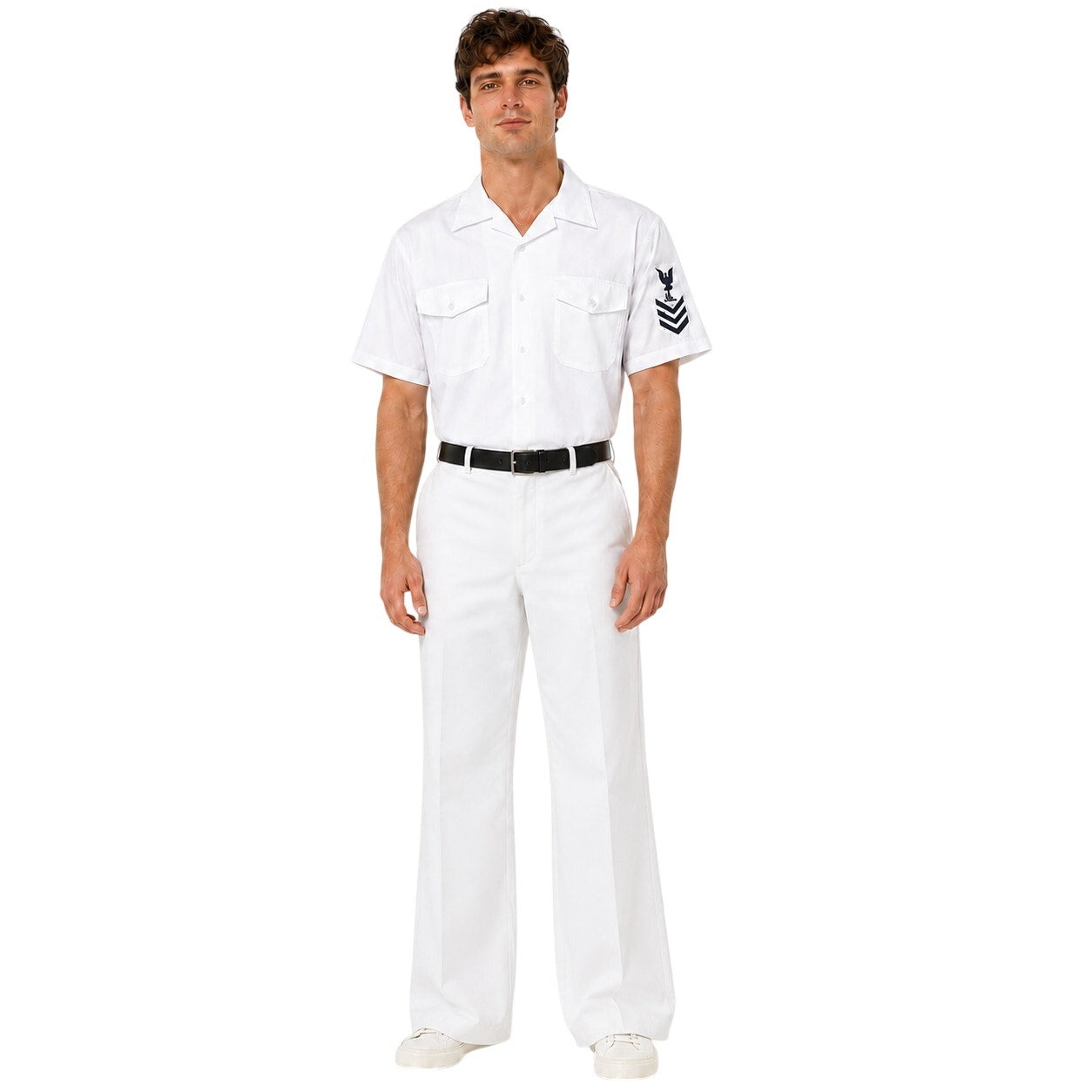 Vintage 80s US Navy White Dress Pants 36L Wide Leg Military Trousers