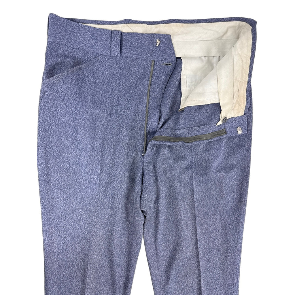 Vintage 70s Unbranded Blue Gray Polyester Leisure Pants Mens Large 36x31
