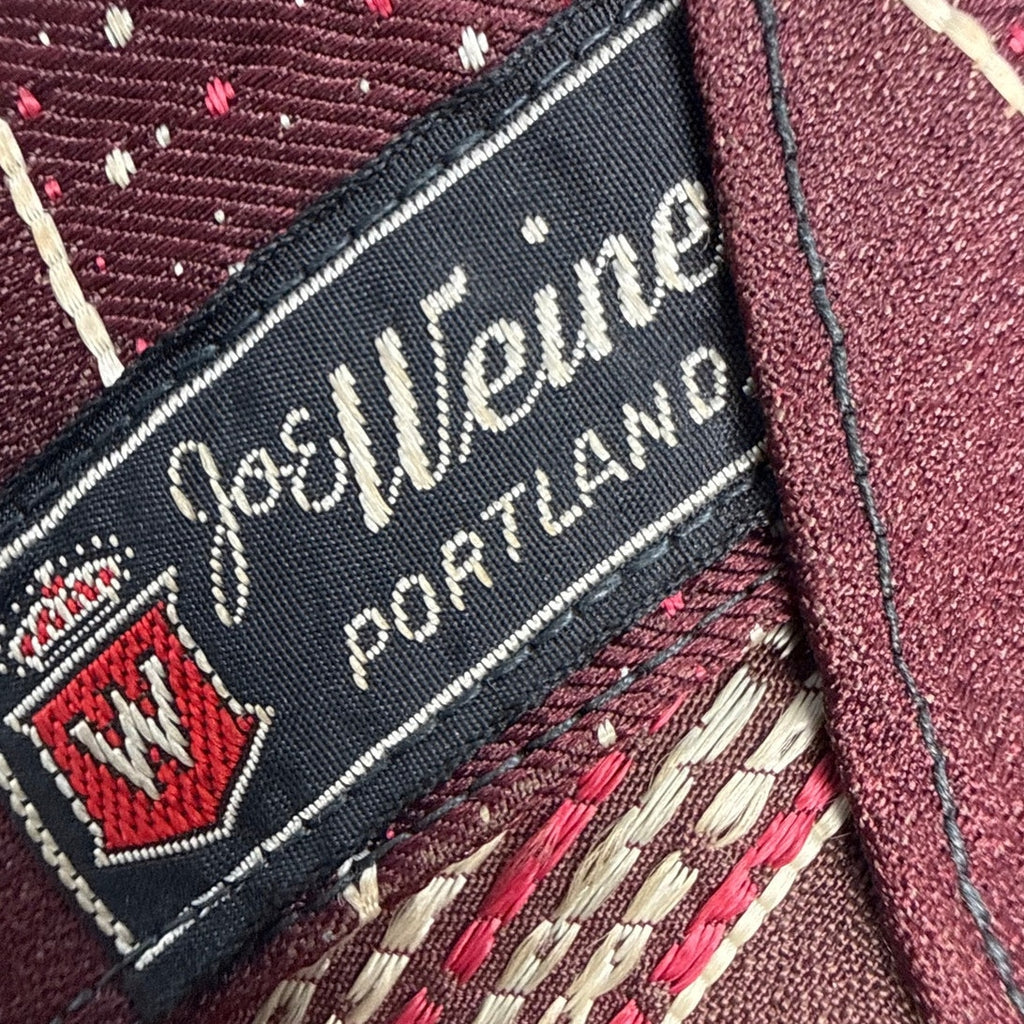 Vintage 1940s Joe Weiner Wine Burgundy Striped Rayon Men's Tie 3.5” x 46.5”