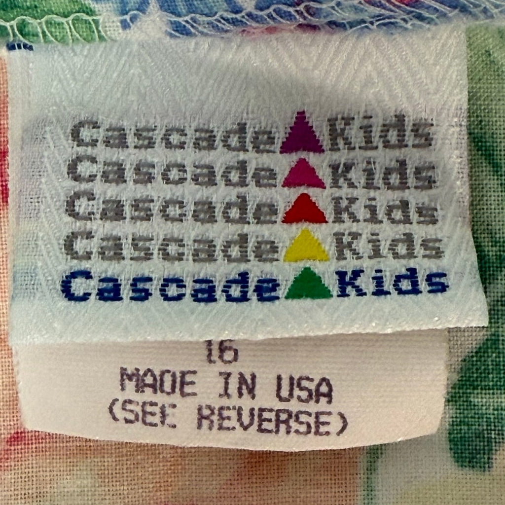 Vintage 90s Girls 16 Dress by Cascade Kids Floral Cotton Made USA Pockets