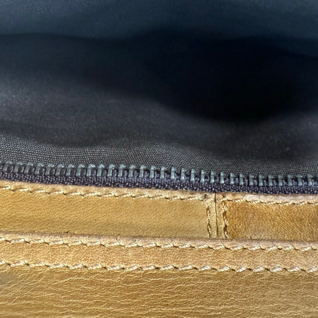 Vintage 90s Brown Camel Leather Briefcase Laptop Messenger Bag Vicenzo