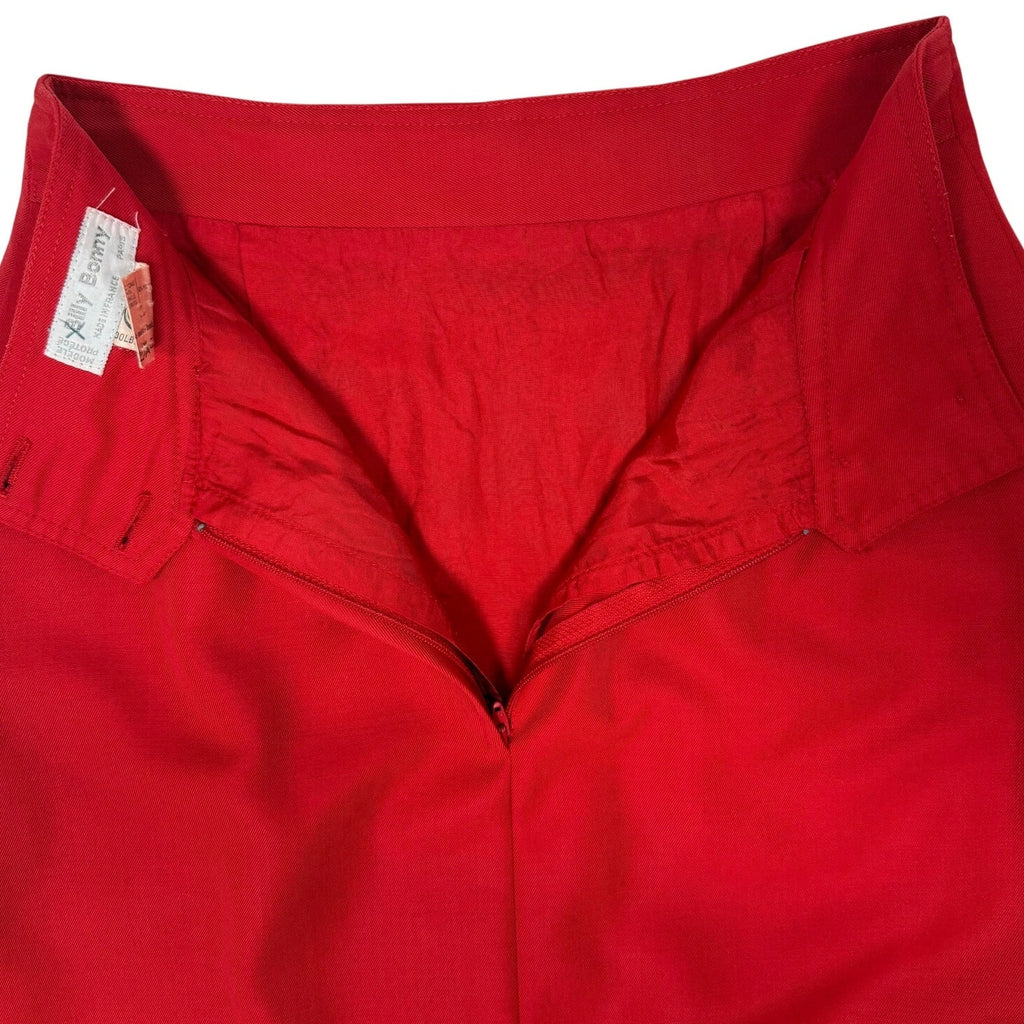 Vintage 90s Red Pencil Skirt Women's XS Billy Bonny Wool Side Zip Pockets