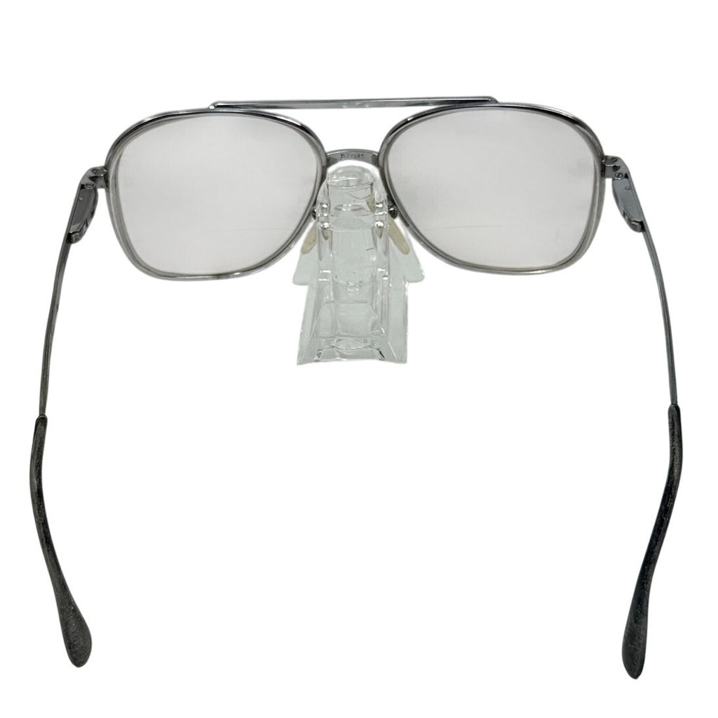 Vintage 80s Men's Frames Aviator Eyeglass Frames Gray Silver Metal 57-15