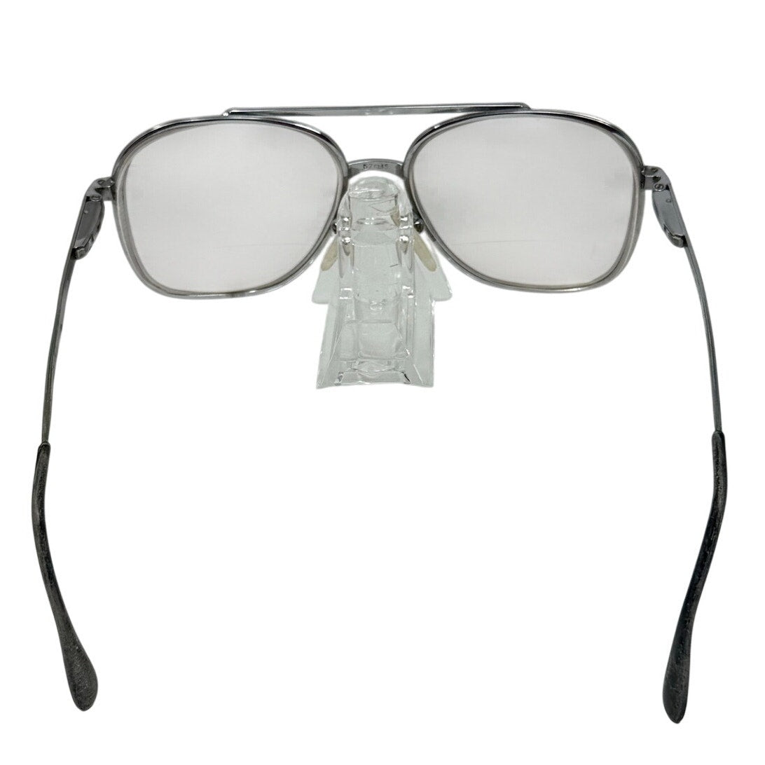 Vintage 80s Men's Frames Aviator Eyeglass Frames Gray Silver Metal 57-15