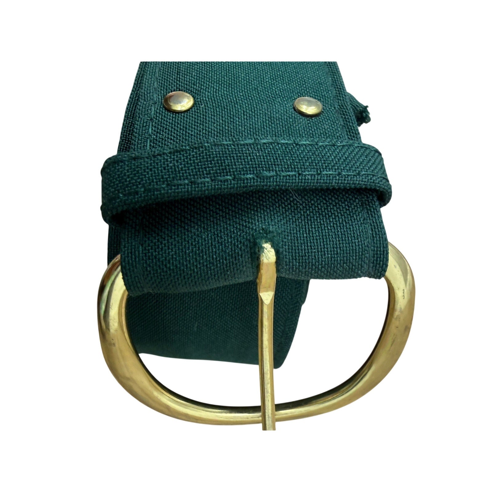 Vintage 1970s Women's 16 Hunter Green Midi Dress Gold Belt Vent Back CB