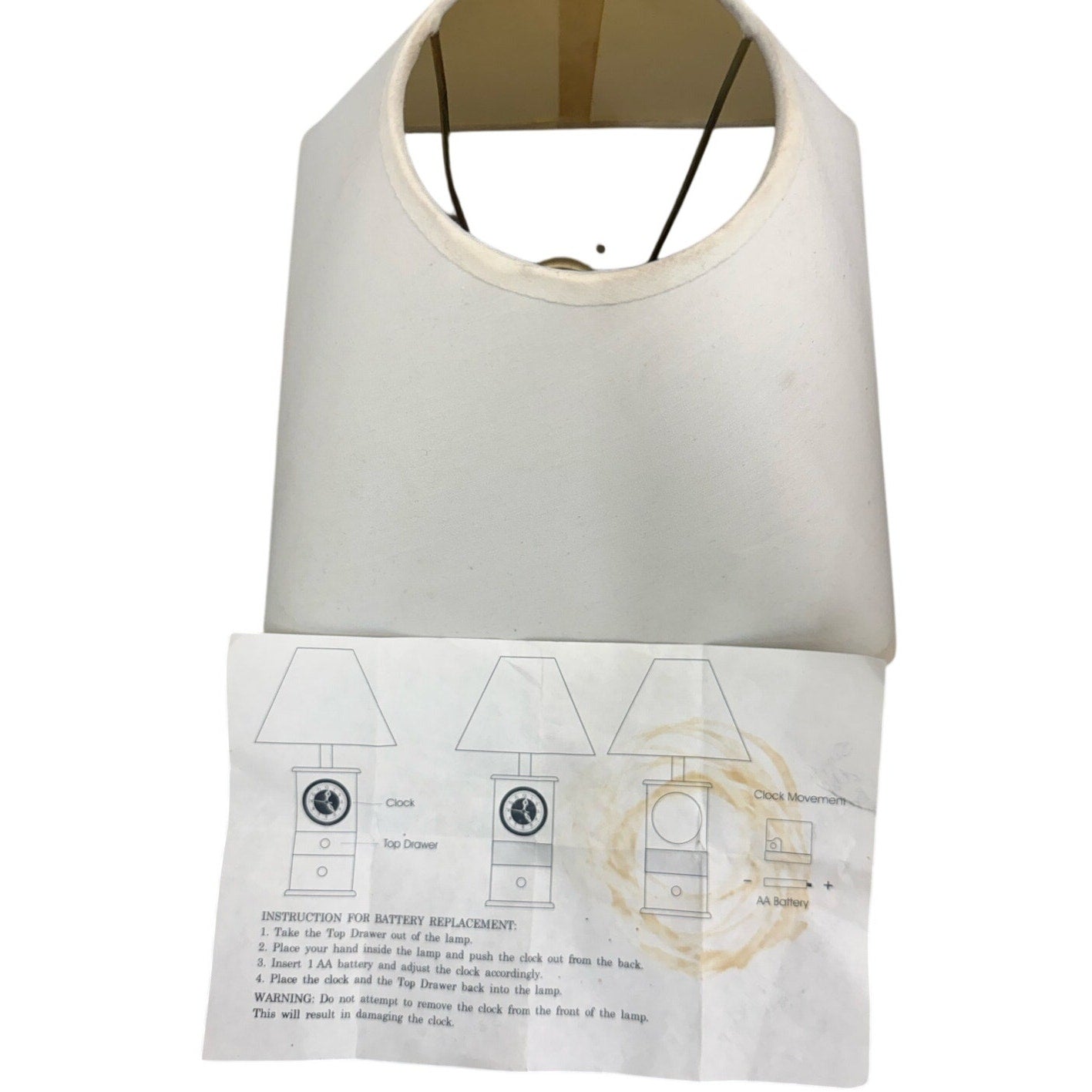 Vintage 80s Wood Lamp Quartz Clock Drawers Honey Tone Nightstand Light