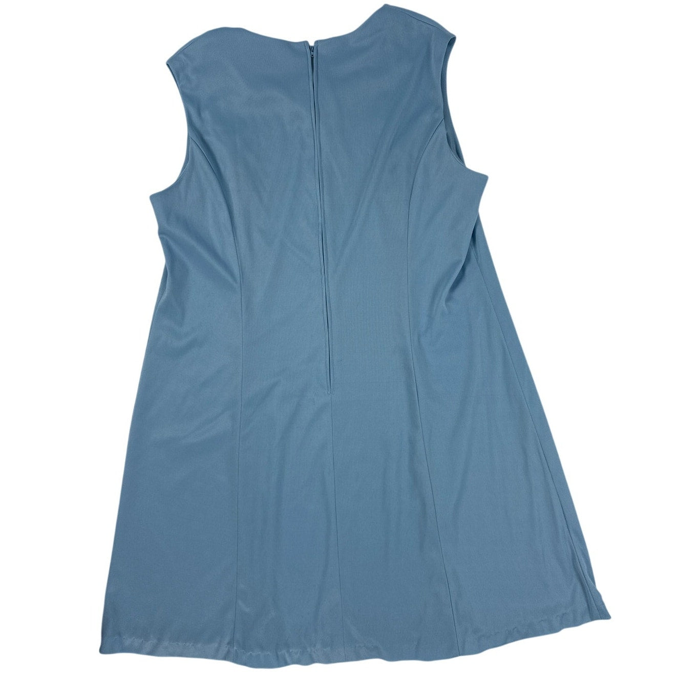 Vintage 1970s Blue Knit Sleeveless A-Line Midi Dress Women's Plus Size Large-XL