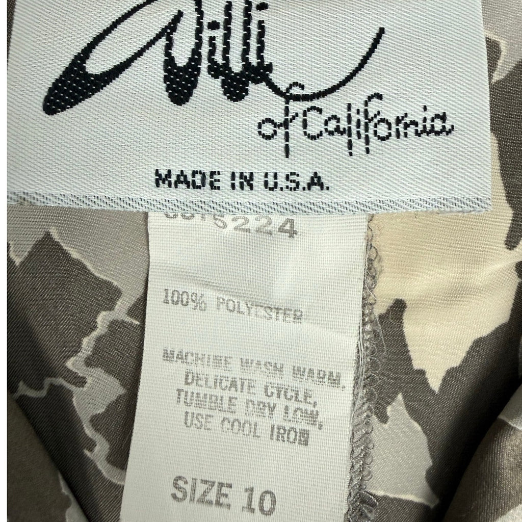 Vintage 1980s Willi of California Belted Abstract Print Midi Dress Women's 10