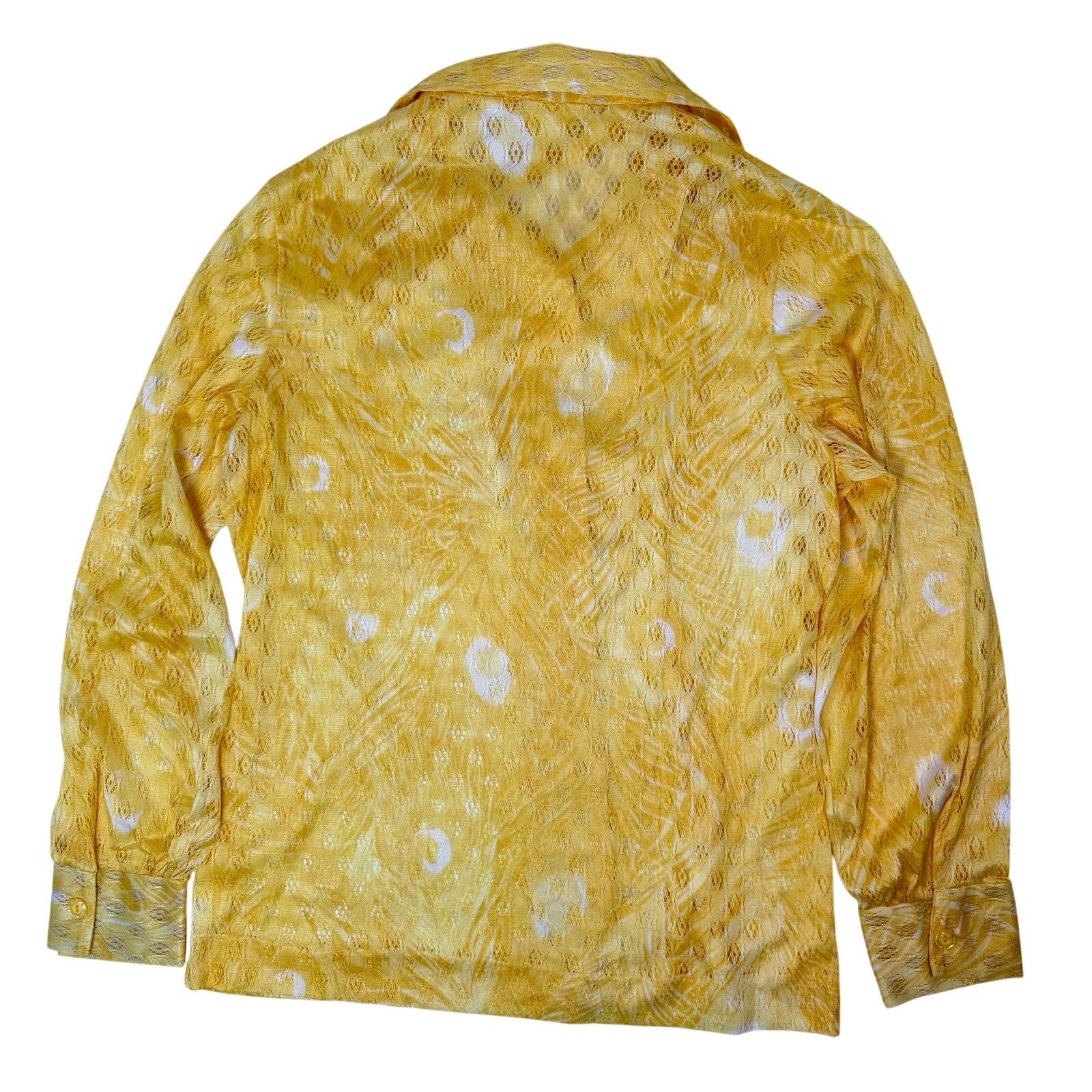 Vintage 70s Women's Medium Shirt & Skirt Set Sunny Yellow Polyester