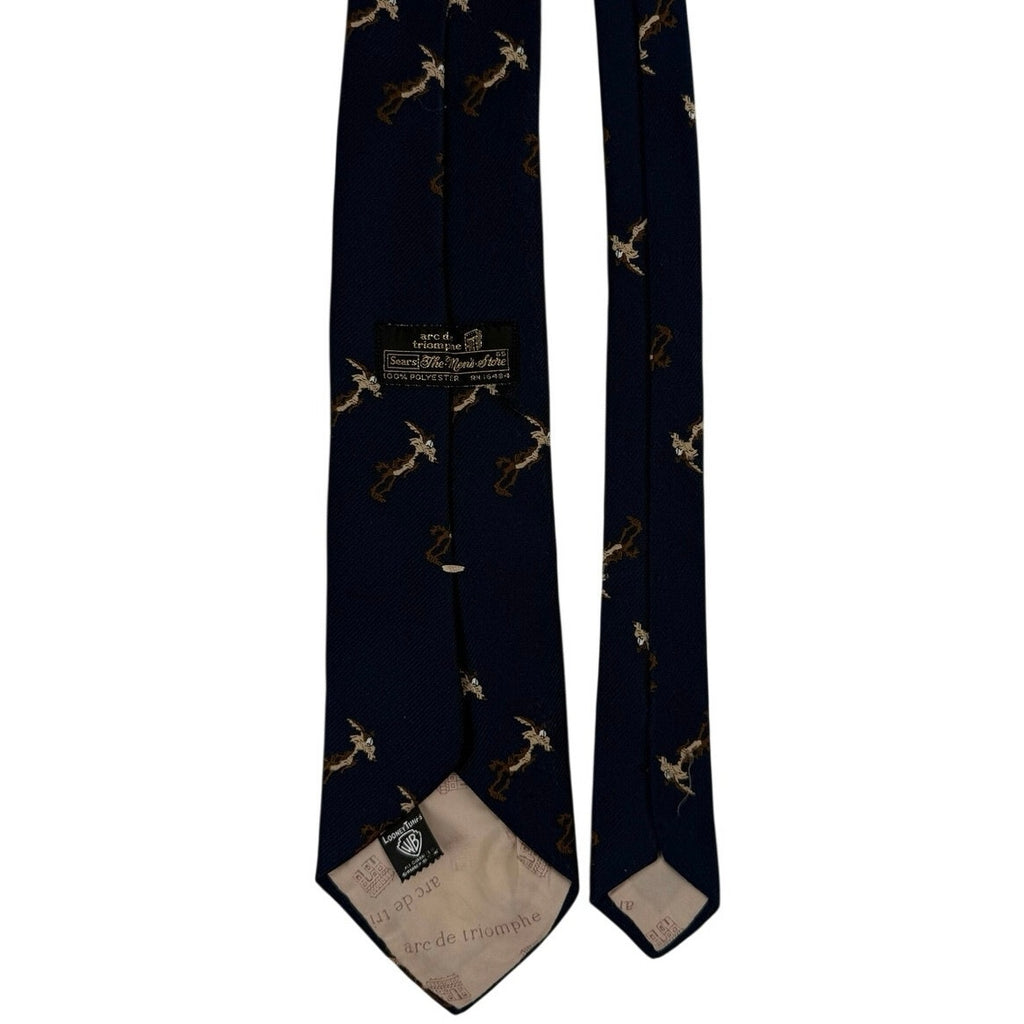 Vintage 90s Sears Looney Tunes Wile E Coyote Navy Blue Necktie