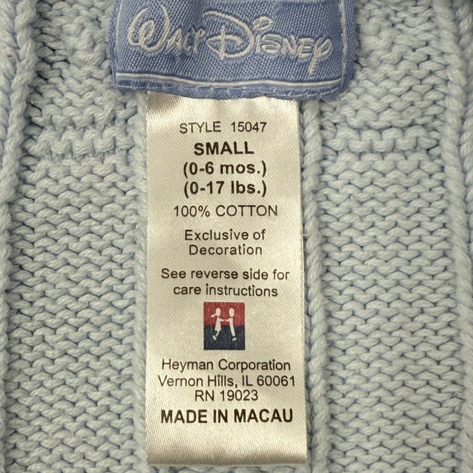 Vintage 00s Disney Winnie the Pooh Baby 0-6 Months Hooded Zip Sweater Blue