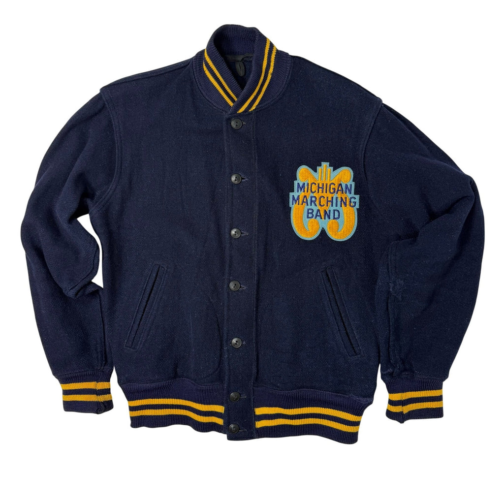 Vintage 60s Michigan Marching Band Varsity Jacket Navy Wool Union Men’s M/L