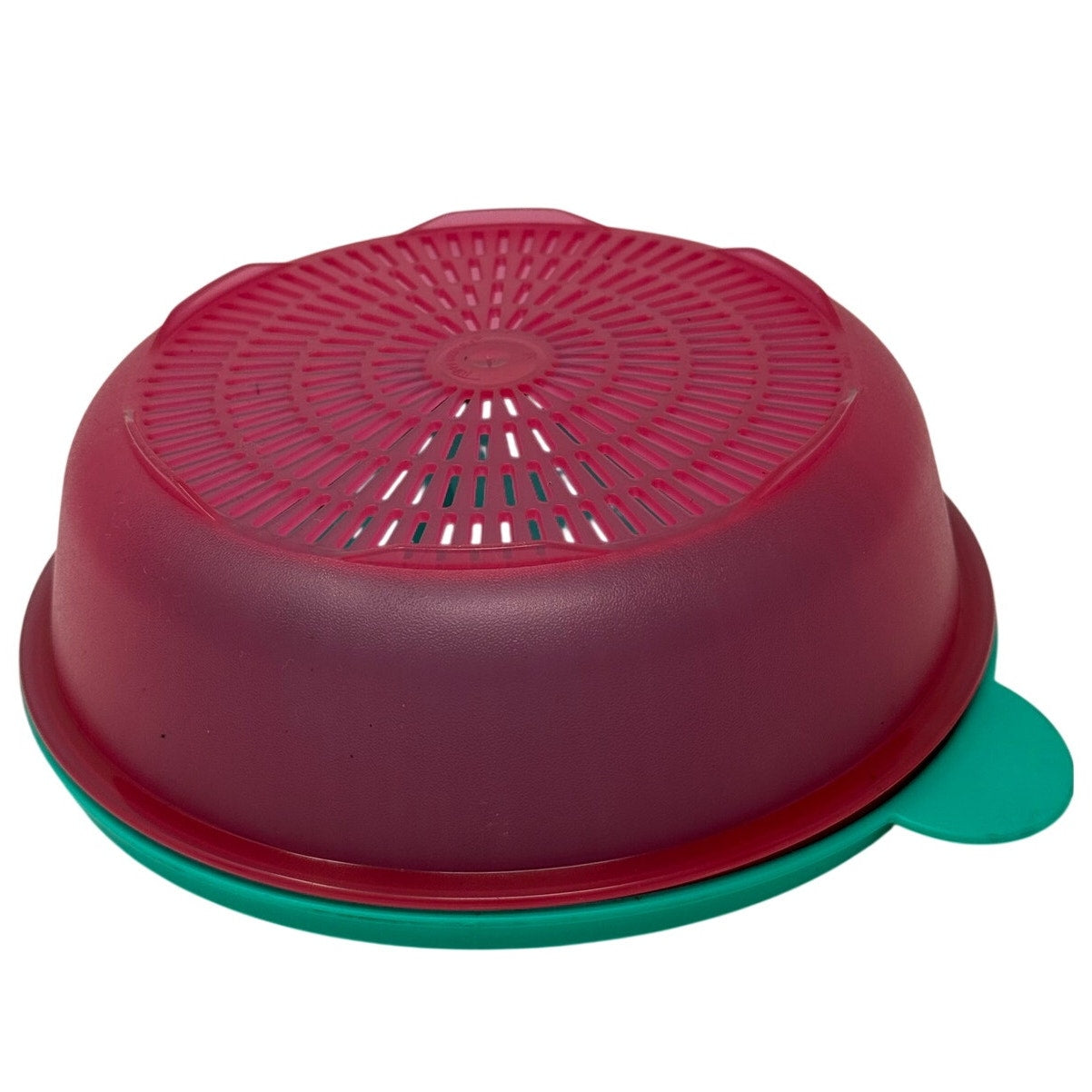 Vintage Tupperware Strainer Bowl w Lid Red Green Colander Set