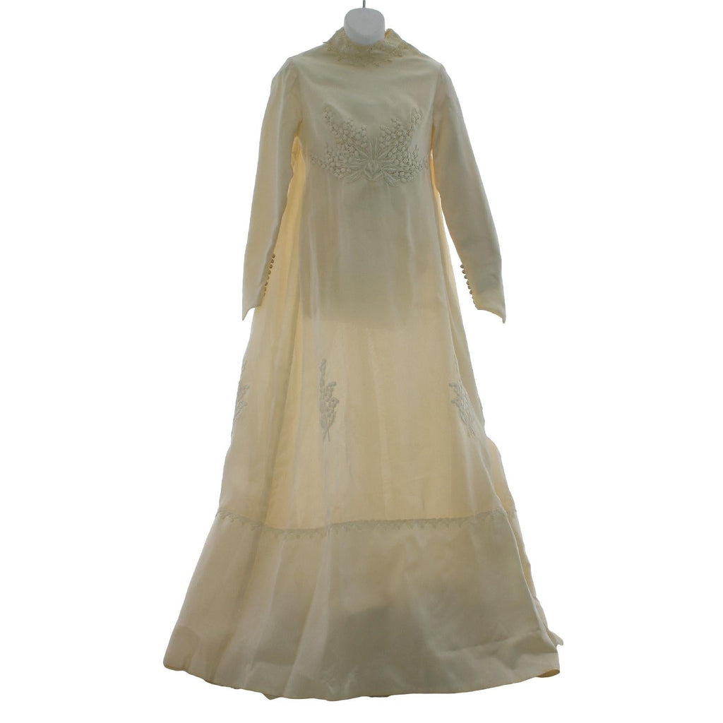 Vintage 1960s William Cahill Ivory Satin Wedding Dress Train Women's XS