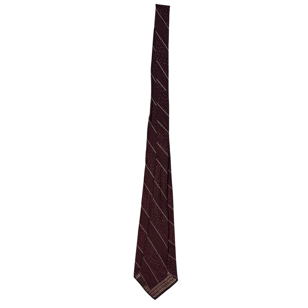 Vintage 1940s Joe Weiner Wine Burgundy Striped Rayon Men's Tie 3.5” x 46.5”