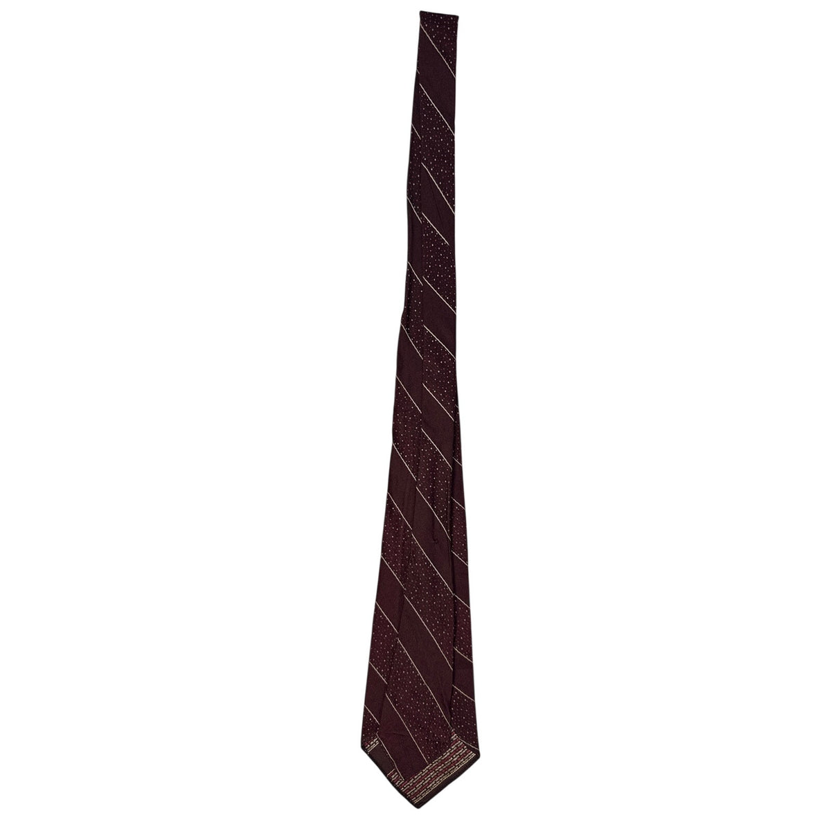 Vintage 1940s Joe Weiner Wine Burgundy Striped Rayon Men's Tie 3.5” x 46.5”