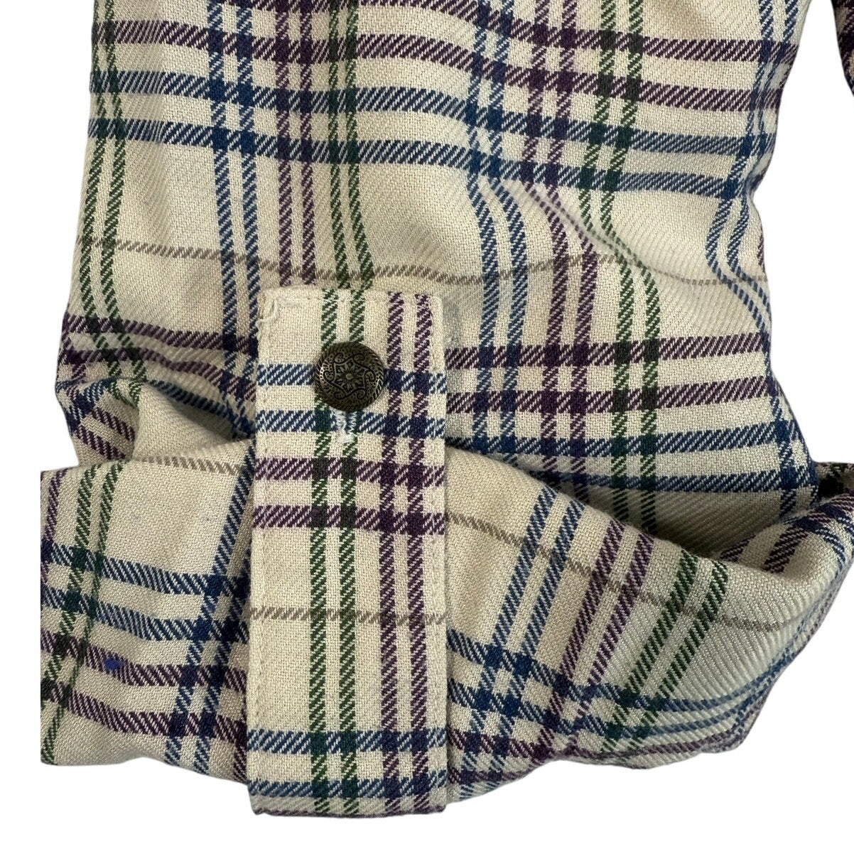 Vintage Plaid Flannel Button Down Shirt Roll Tab Embroidered Women's Medium